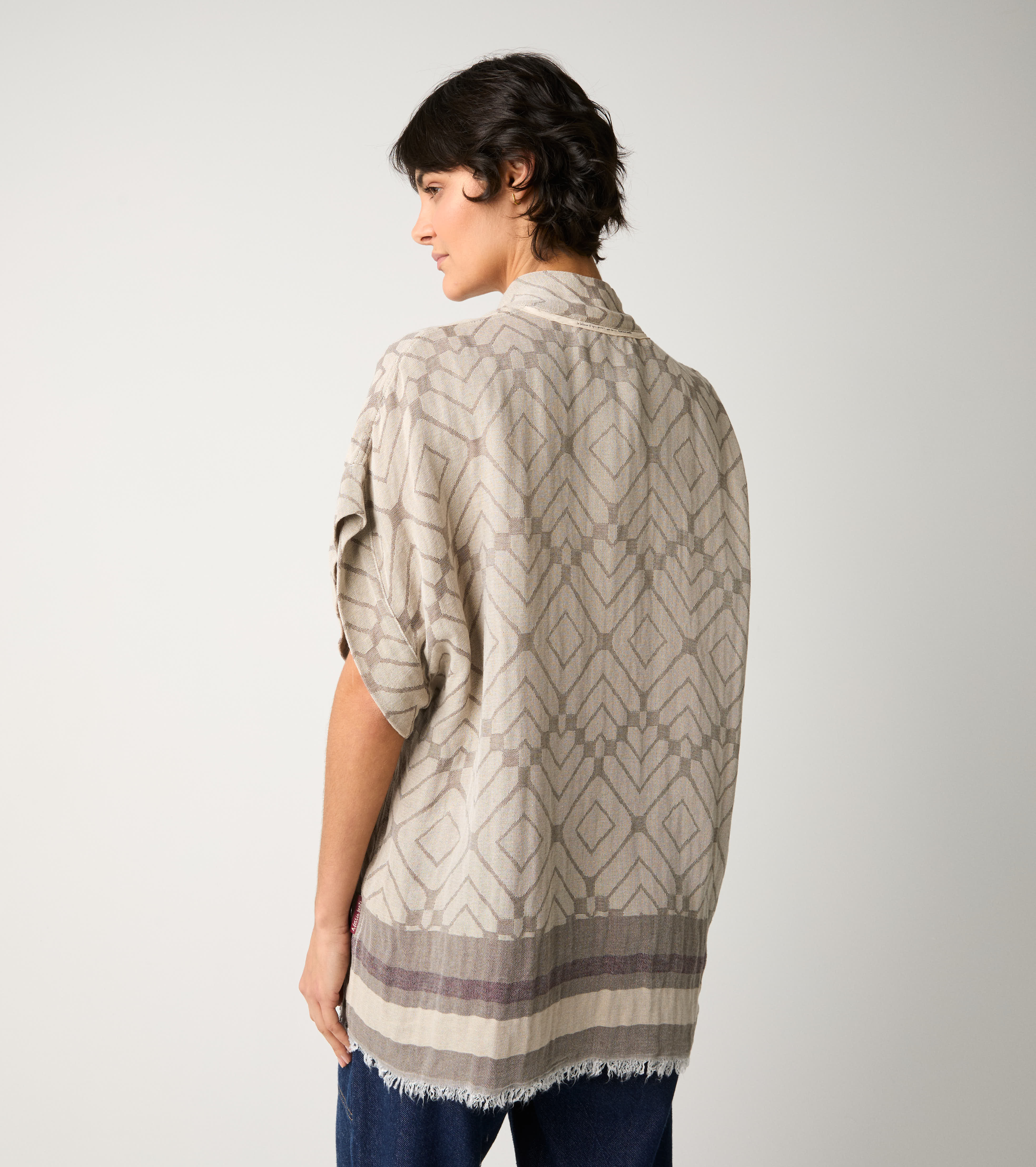Giacca kimono con maniche corte frassino