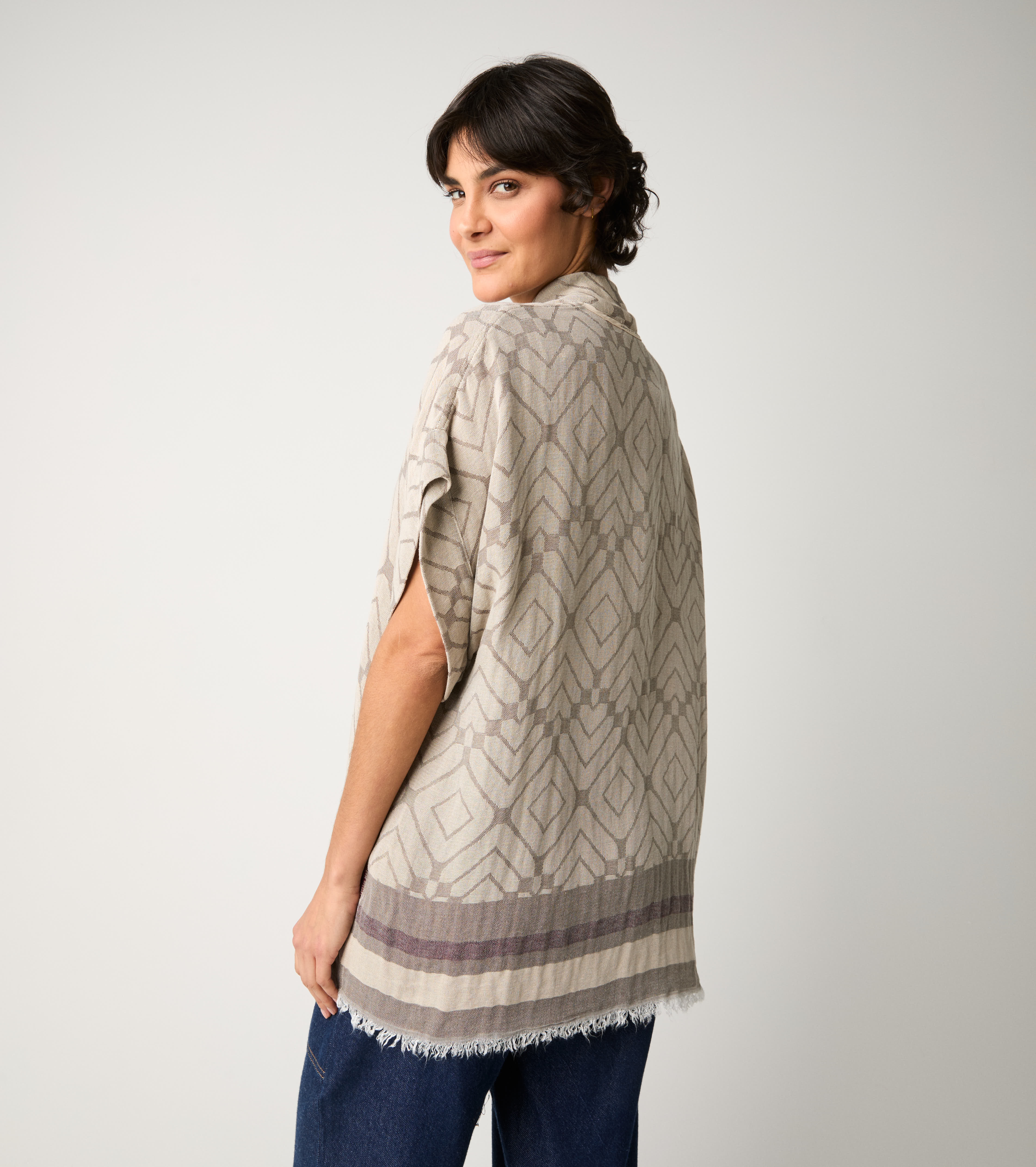 Giacca kimono con maniche corte frassino