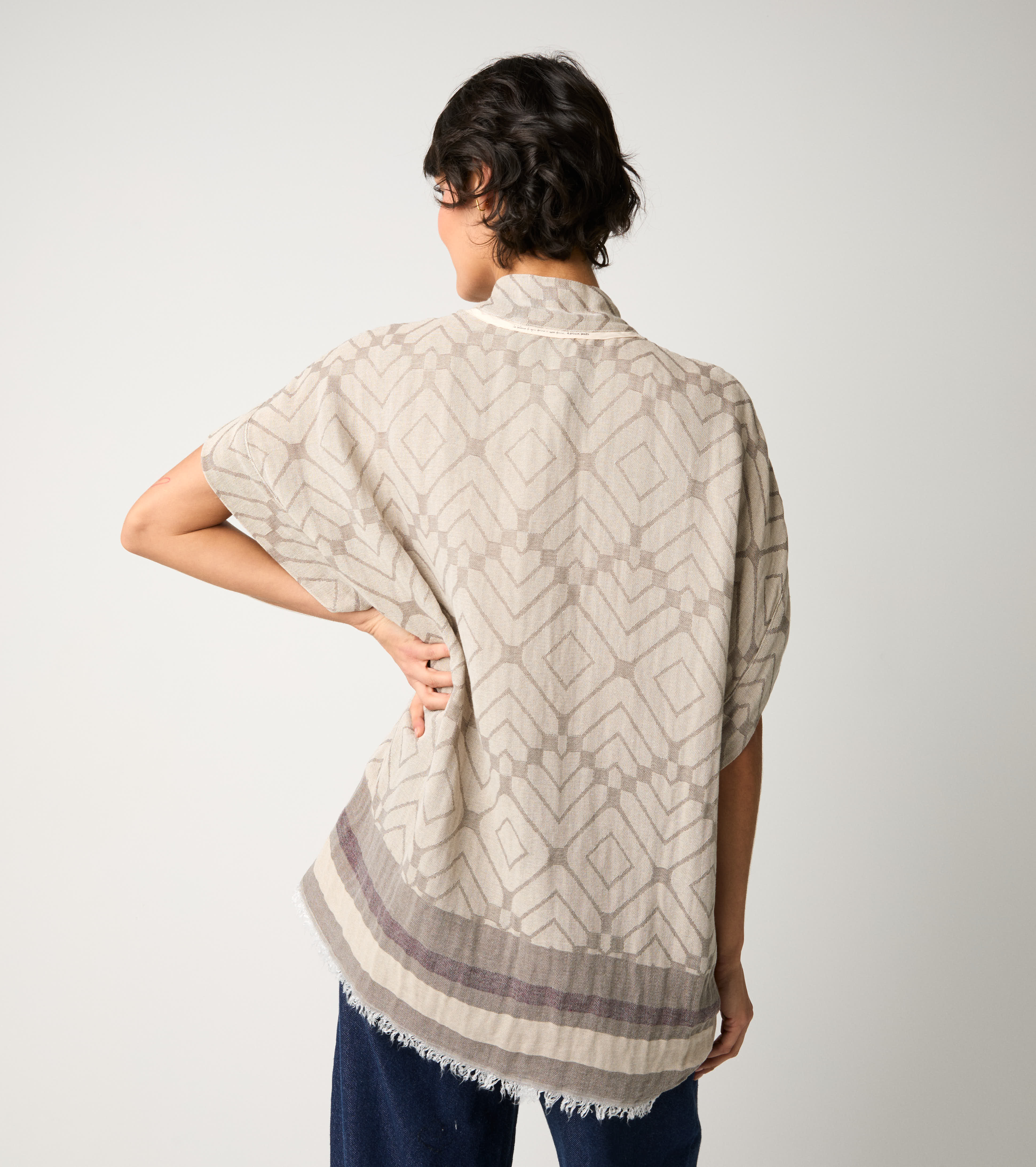 Giacca kimono con maniche corte frassino