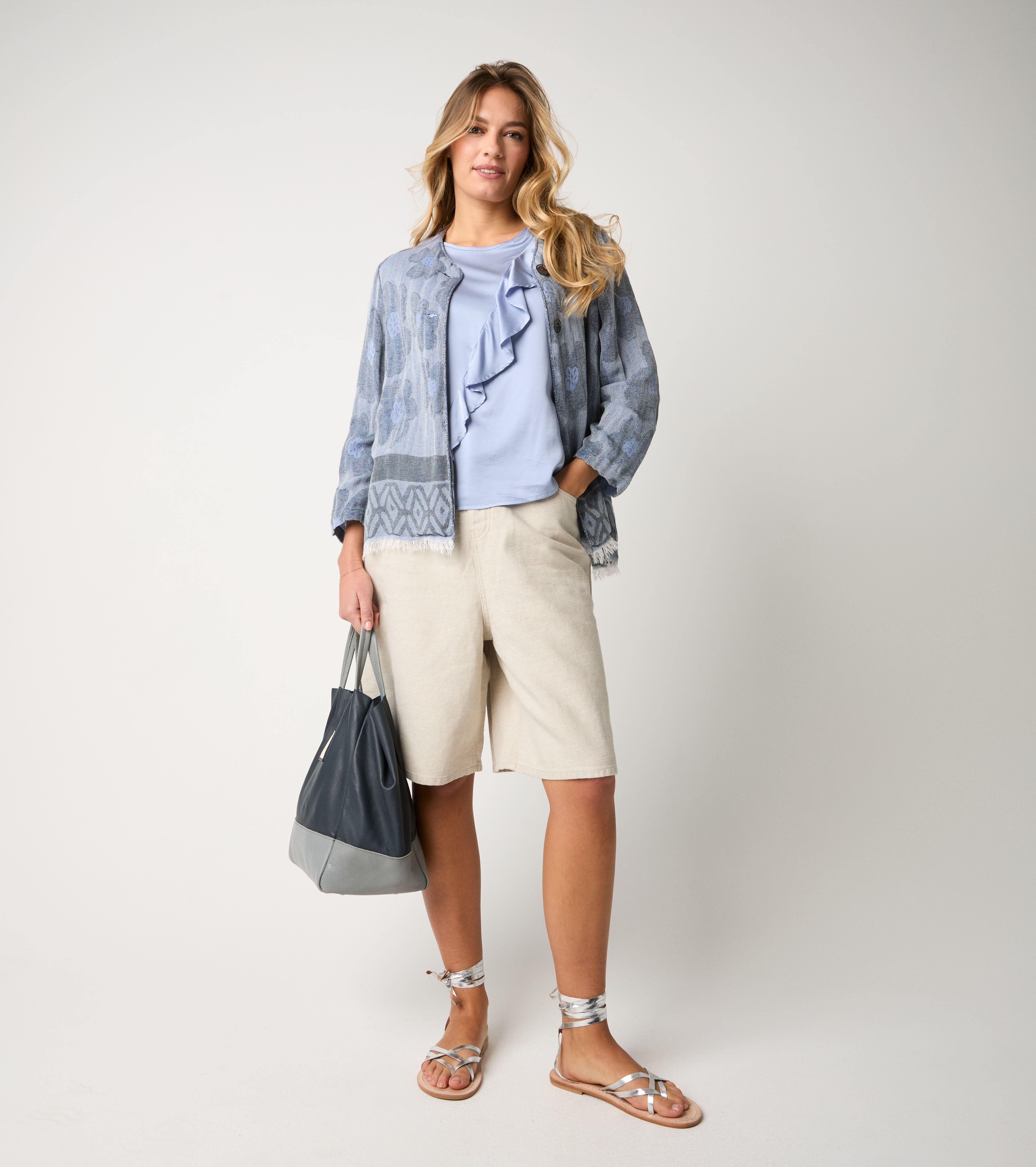 Jacquard jacket with jeans buttons