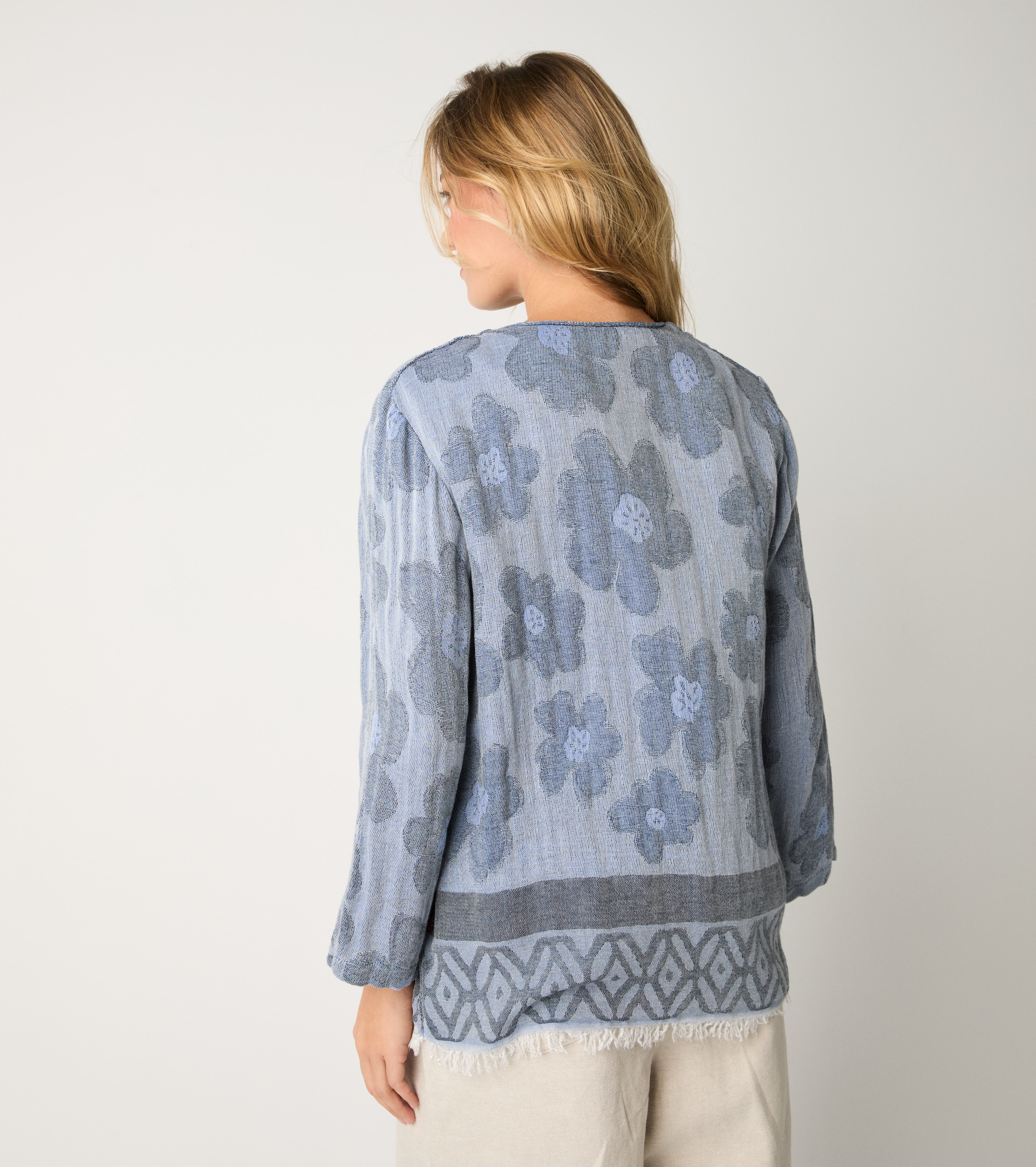 Jacquard jacket with jeans buttons