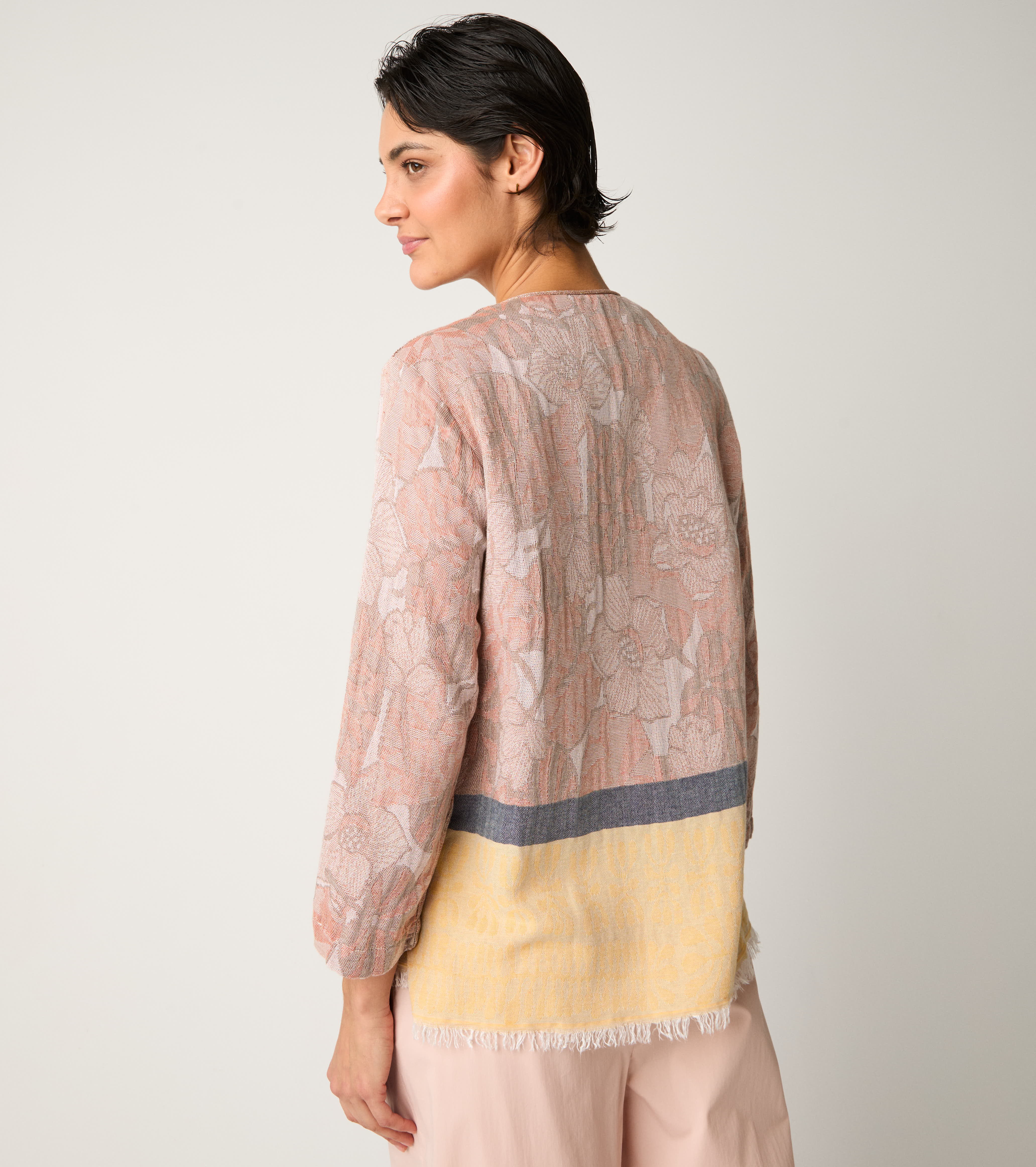 Giacca jacquard con bottoni foglie