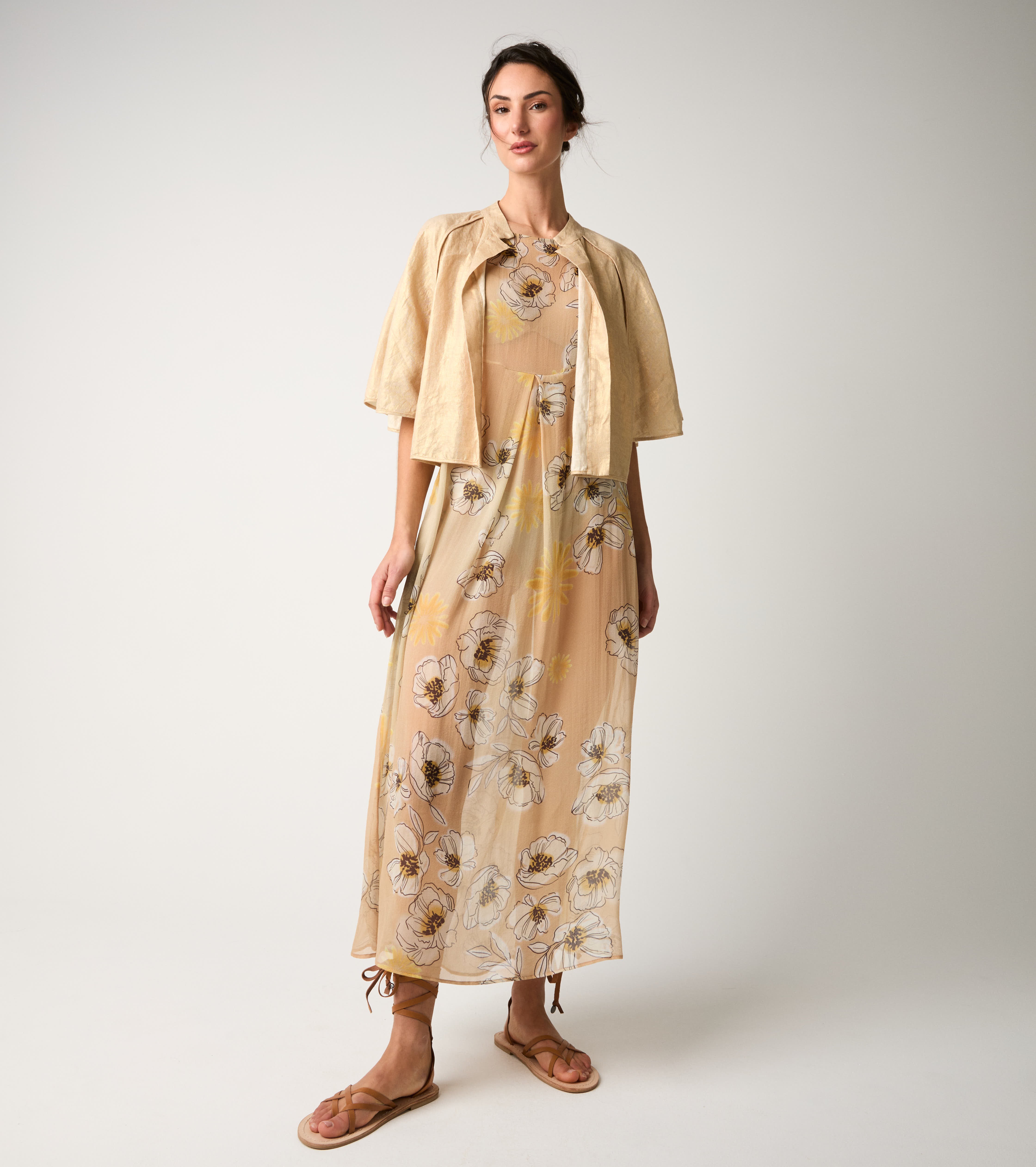 Giacca kimono con maniche a tre quarti gold