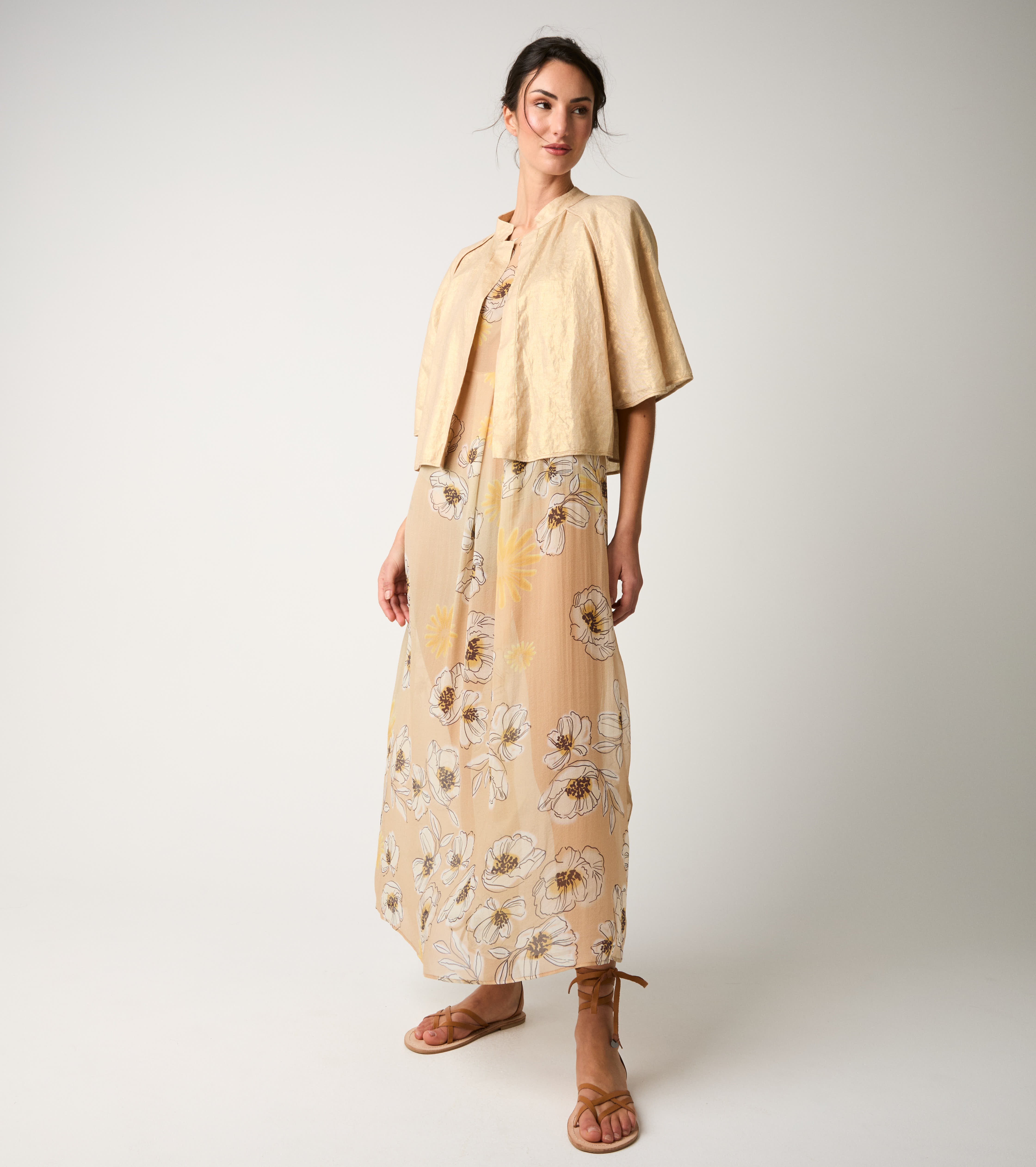 Giacca kimono con maniche a tre quarti gold