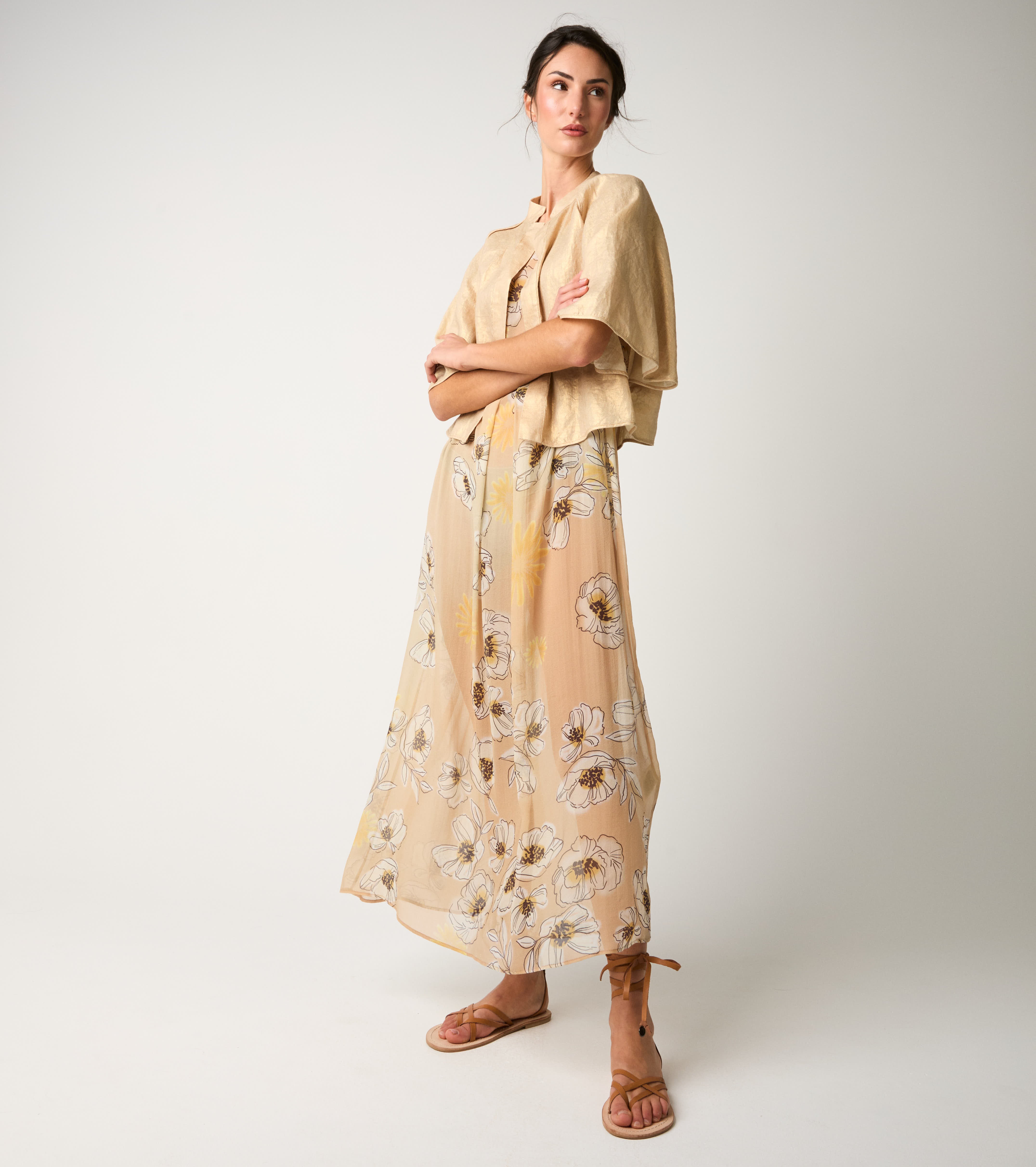 Giacca kimono con maniche a tre quarti gold