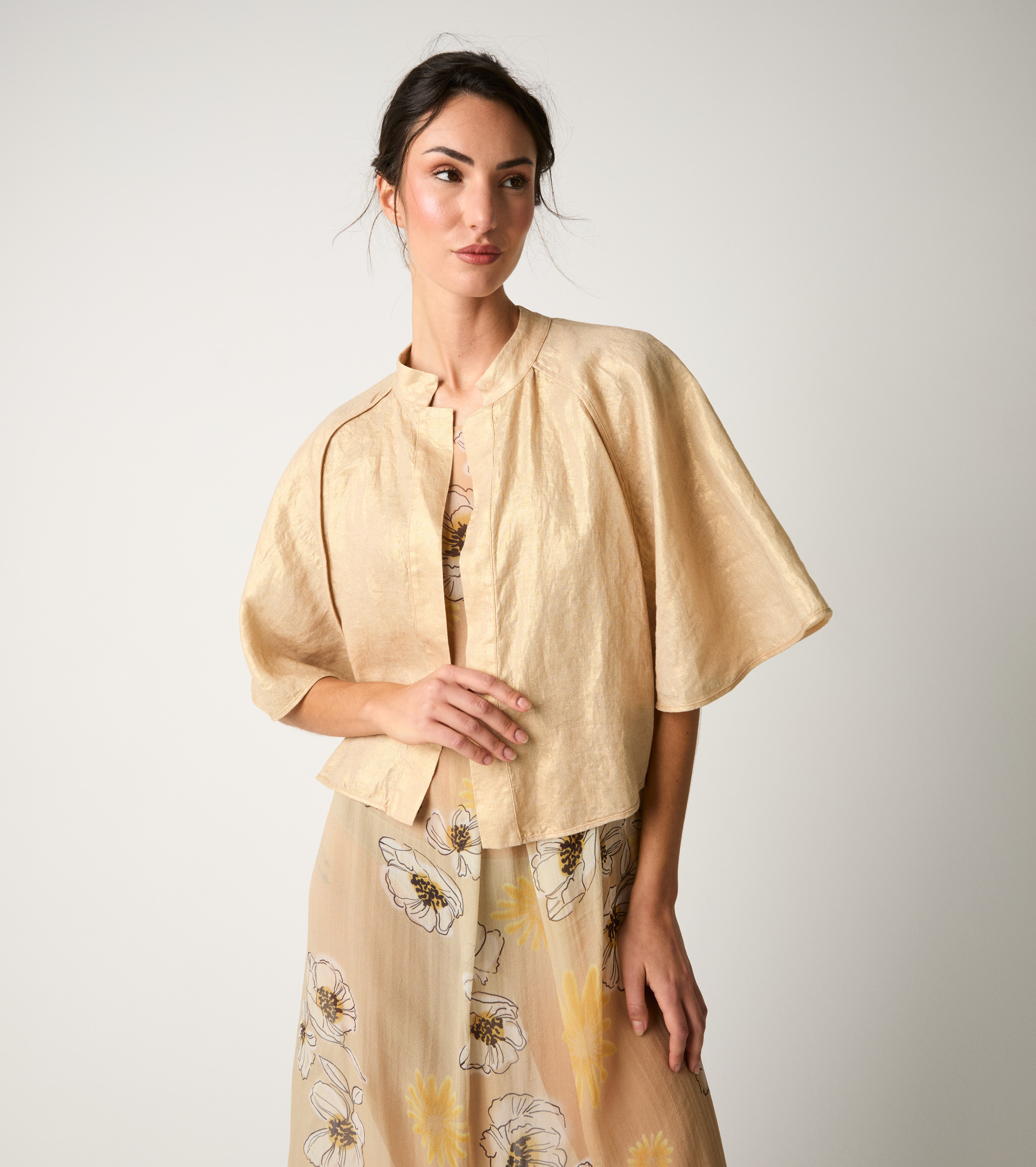 Giacca kimono con maniche a tre quarti gold