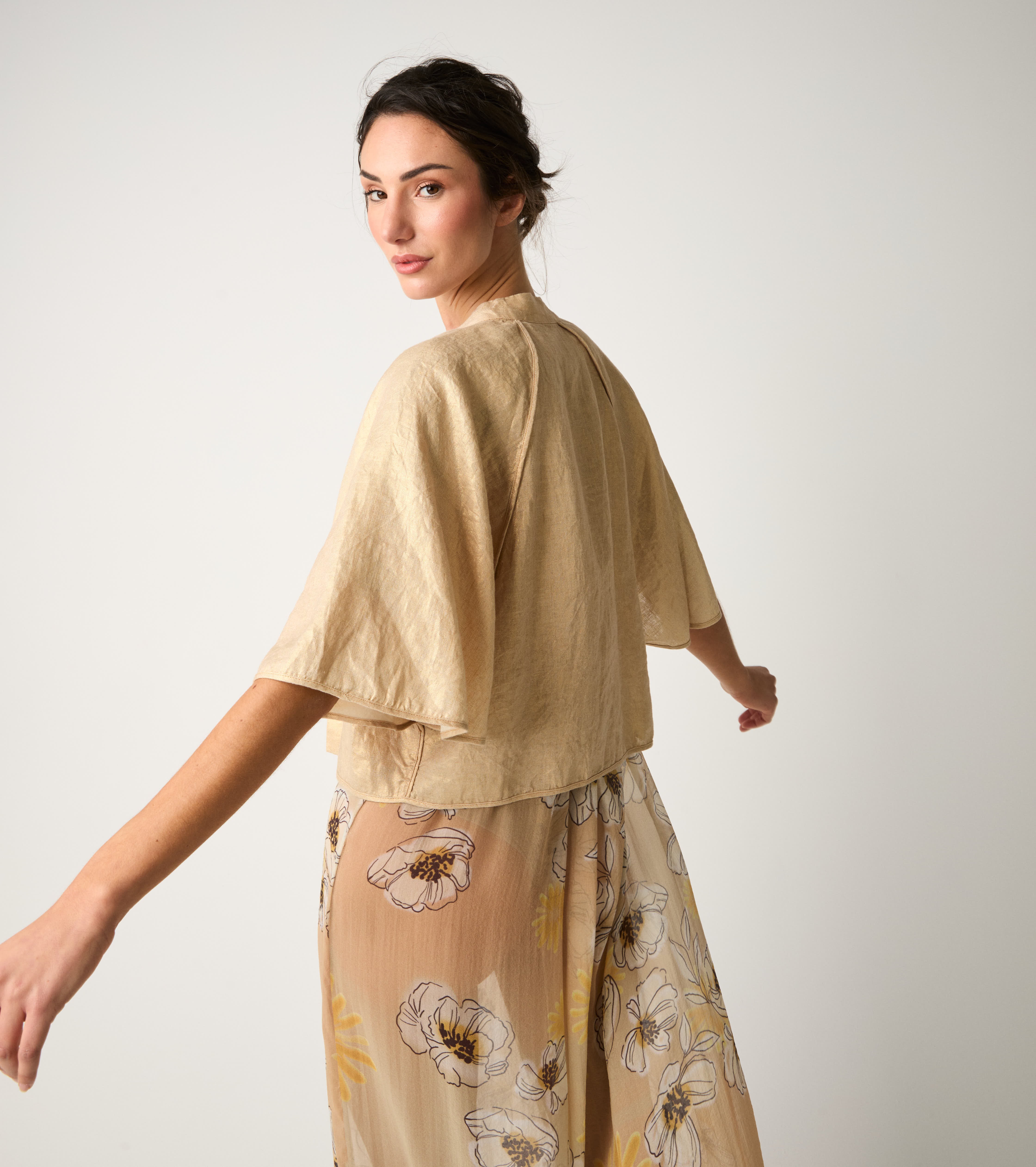 Giacca kimono con maniche a tre quarti gold