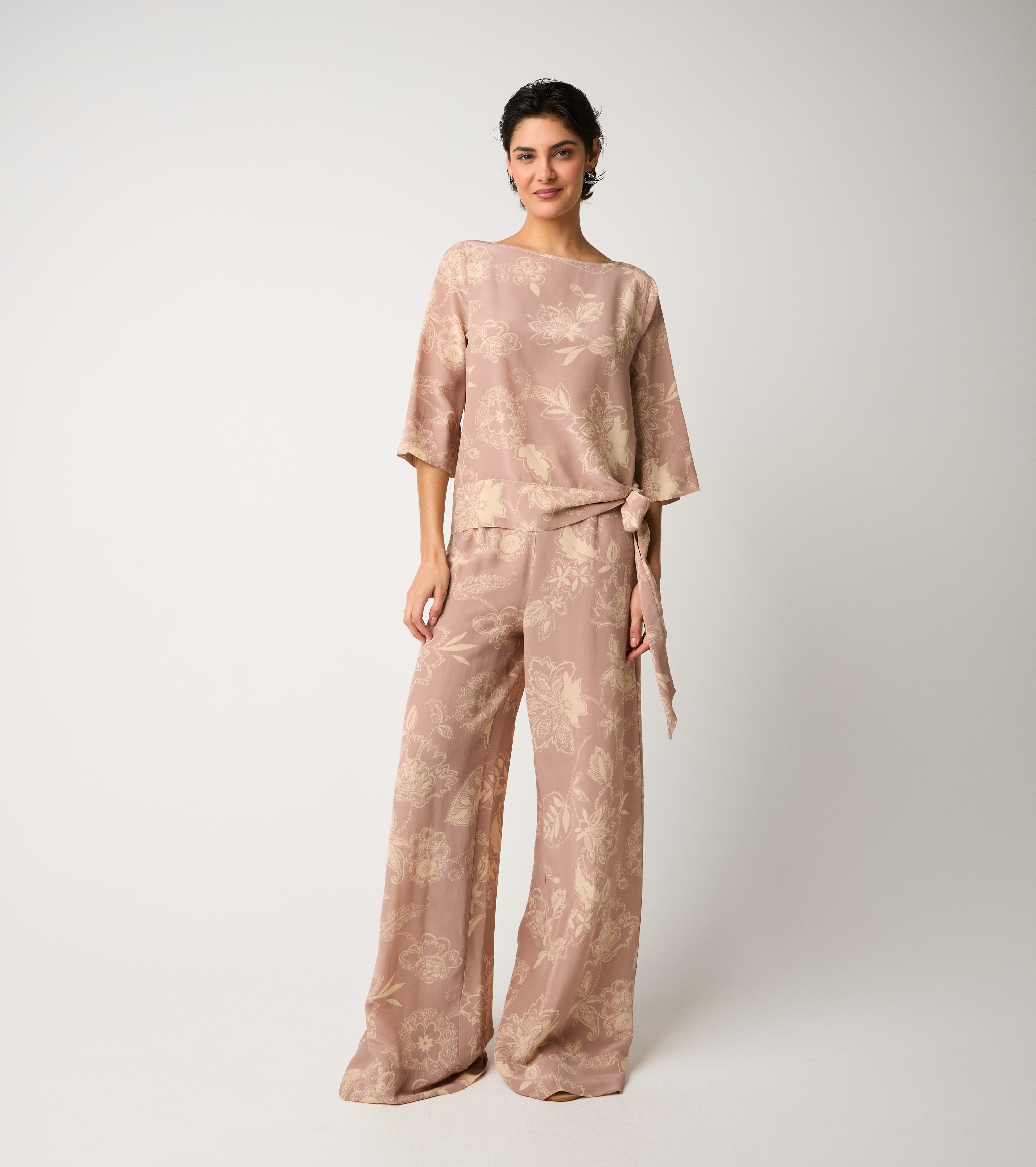 Blusa con stampa paisley floreale fiore