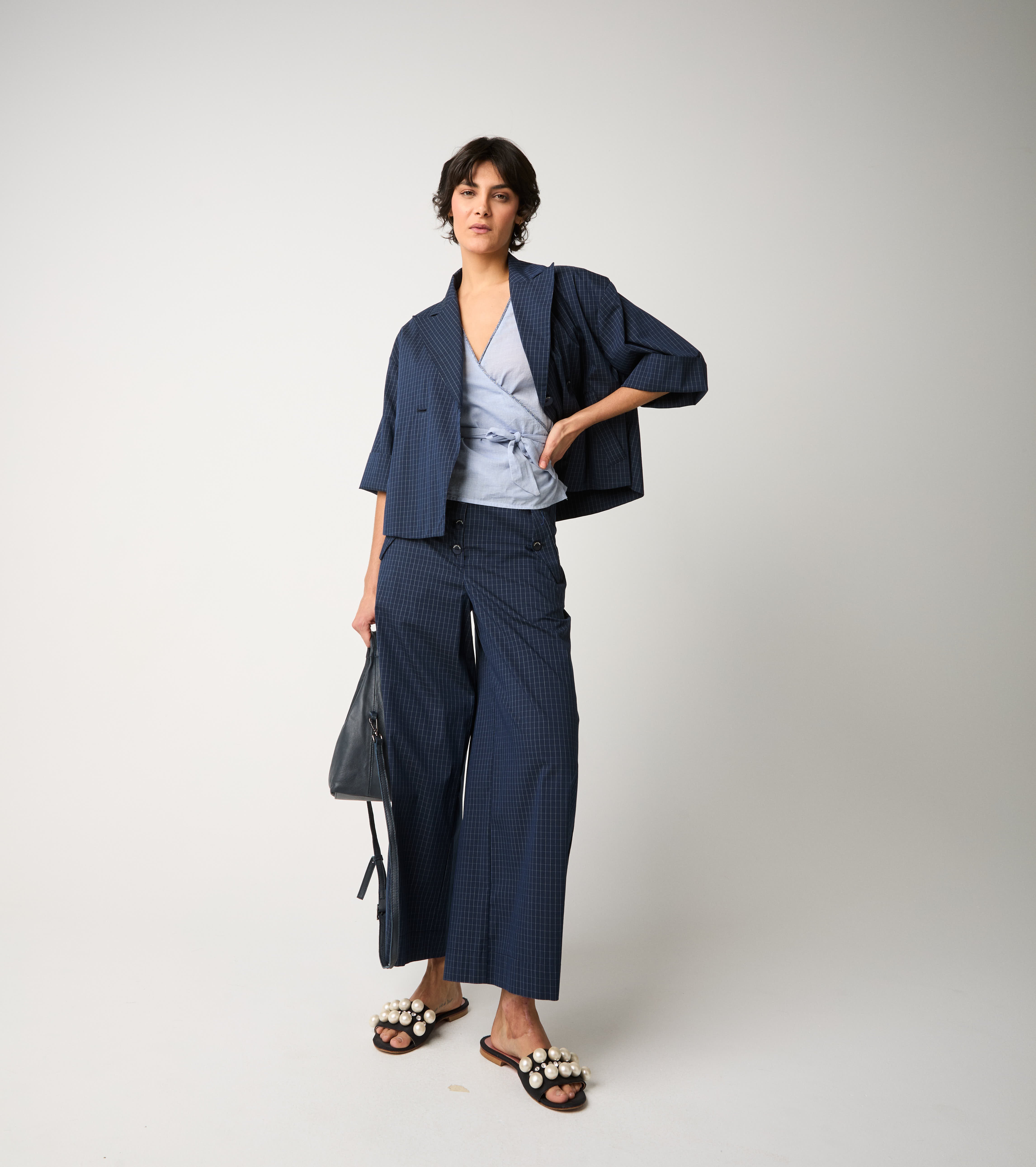 Blouse with belt and paper bow