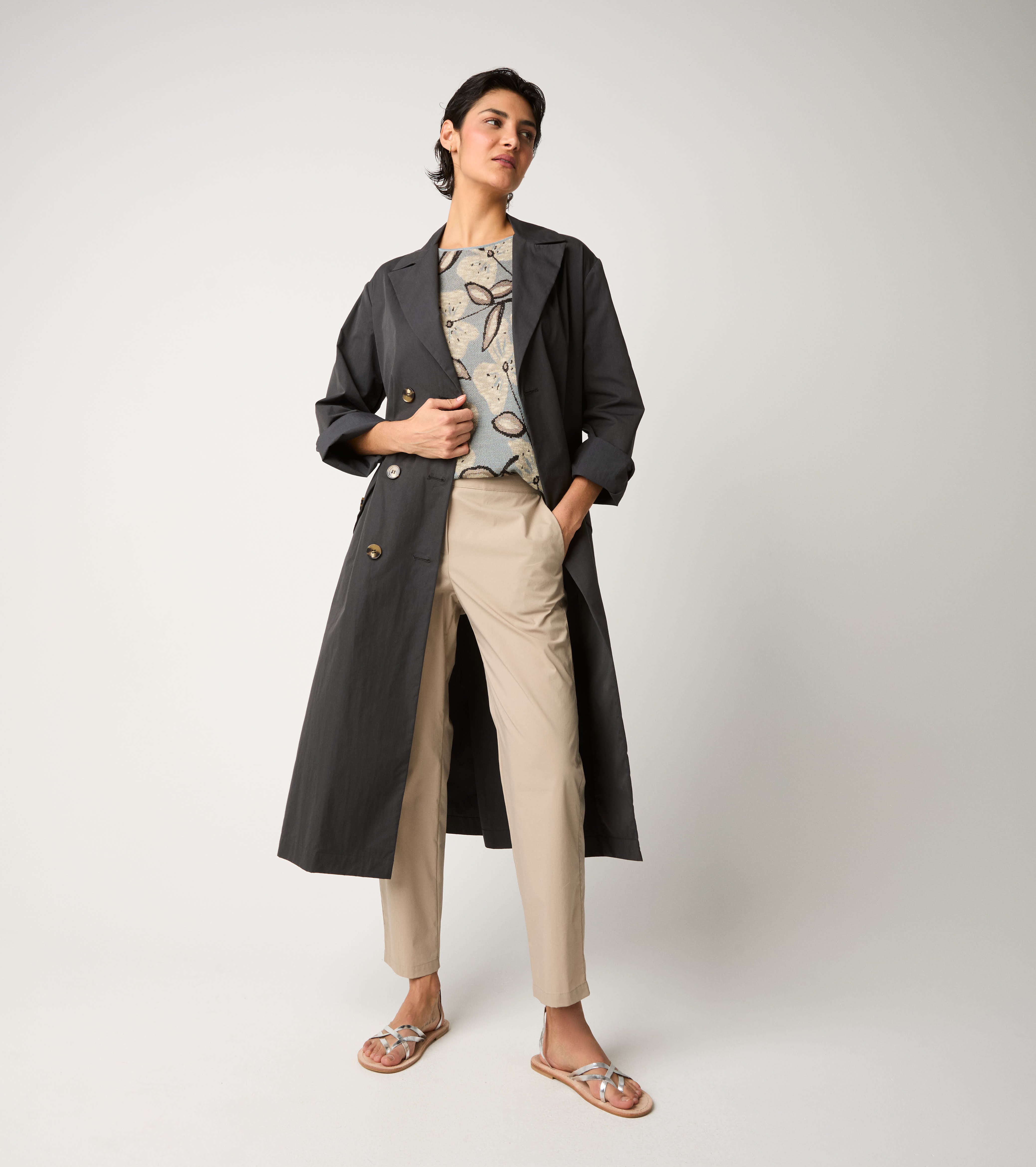 Jacquard T-shirt with flint boat neckline