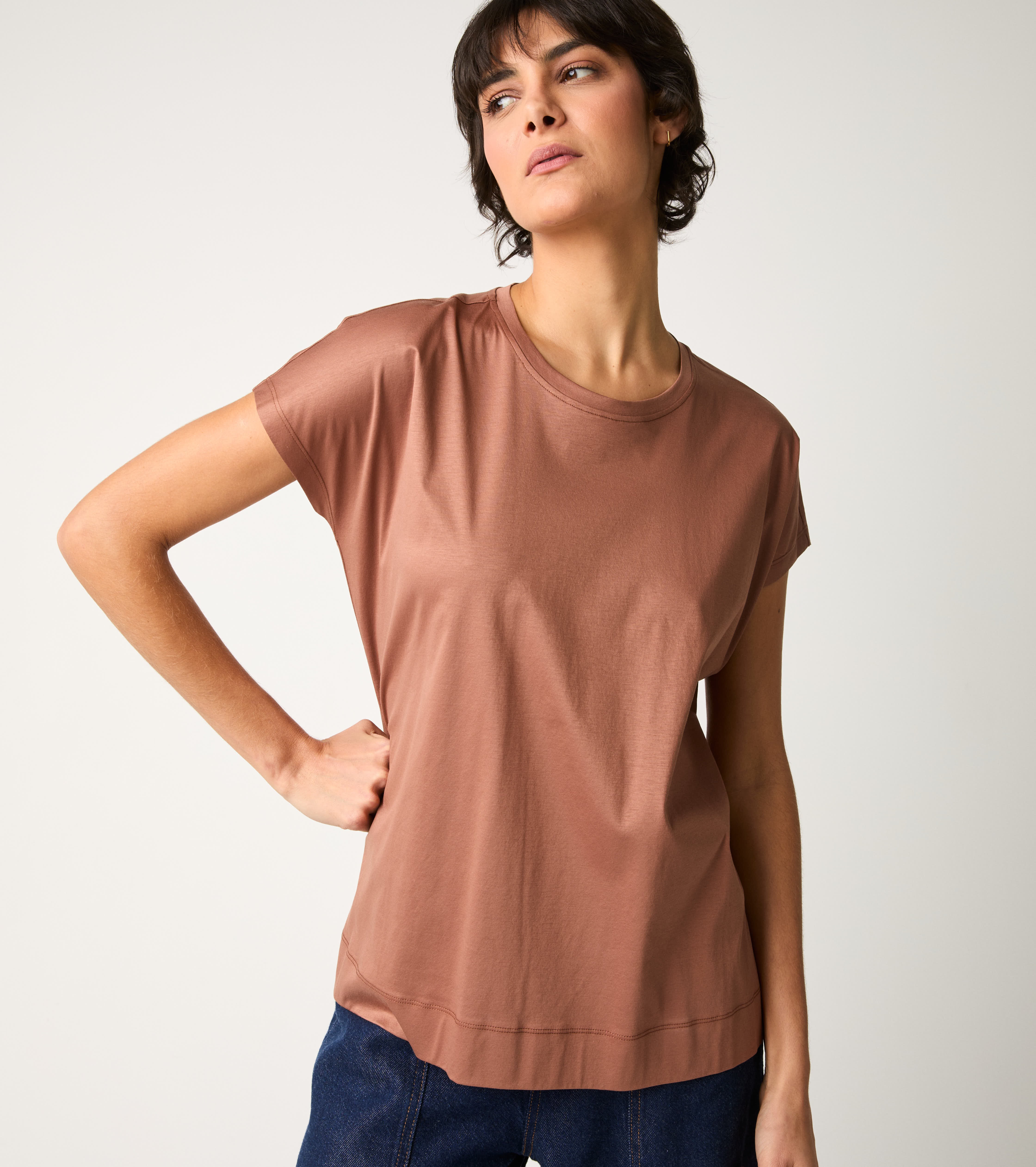 T-shirt girocollo in jersey spezia