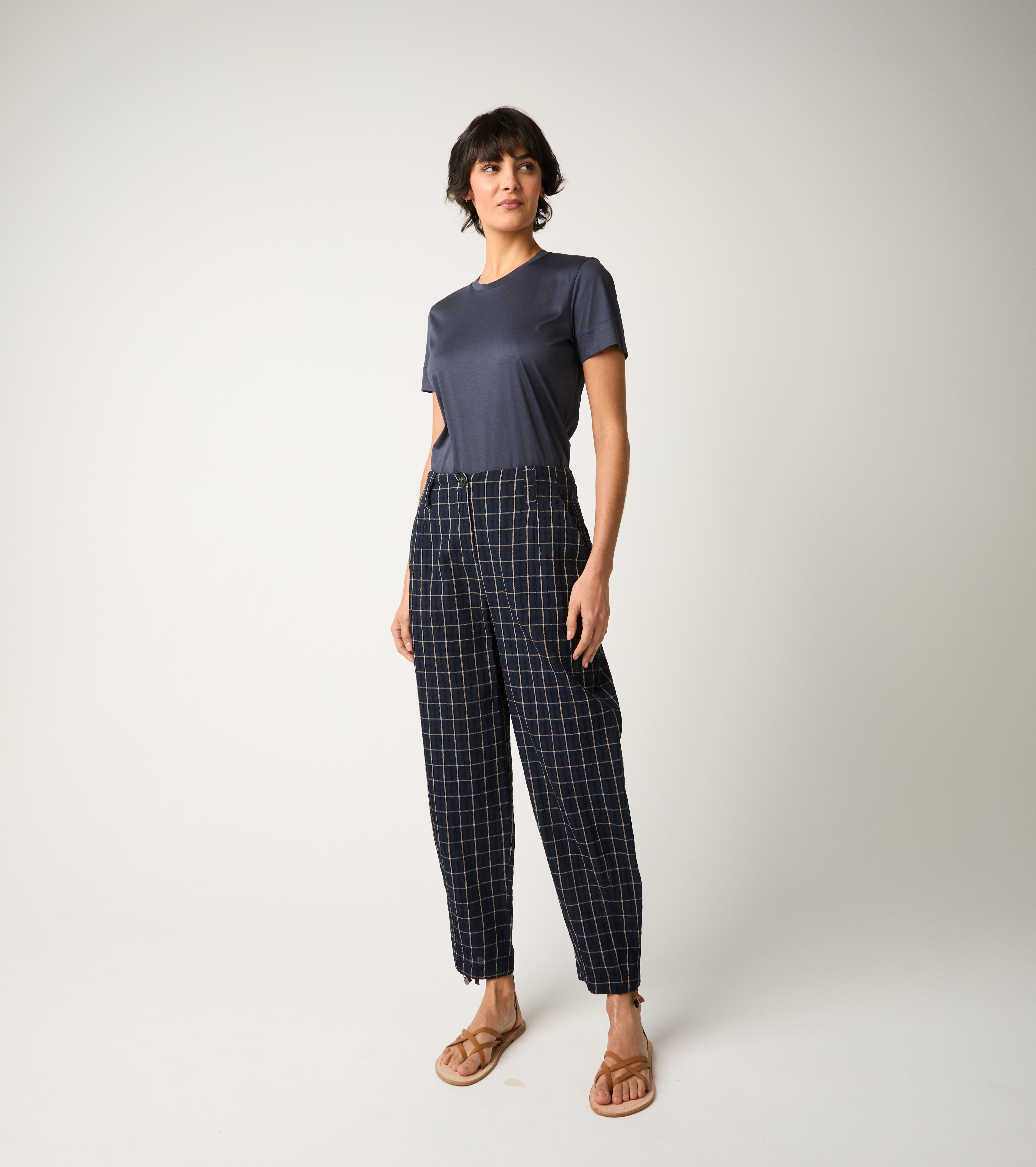 T-shirt girocollo con patch logata blu