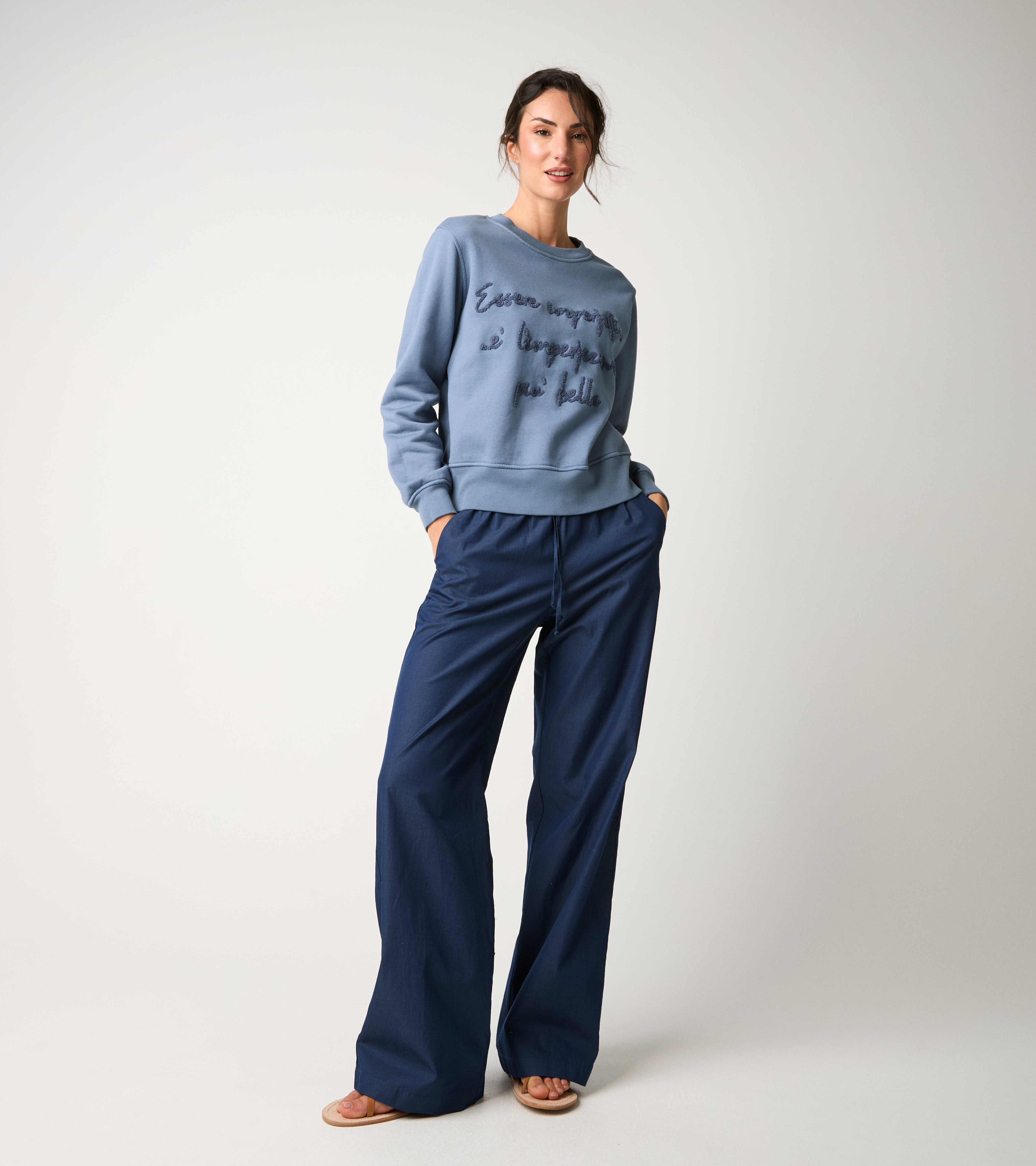 Felpa girocollo con lettering selce