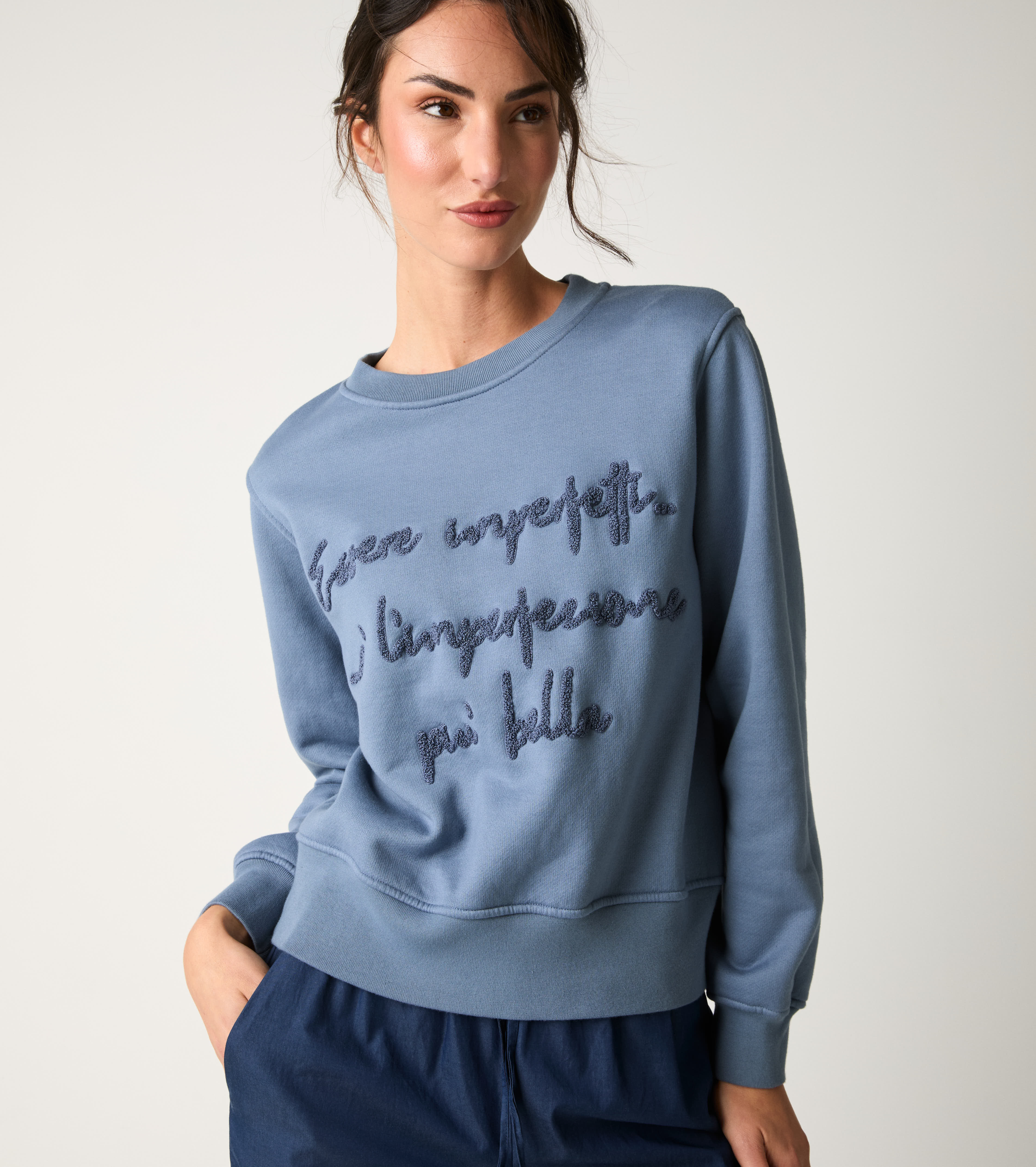 Felpa girocollo con lettering selce