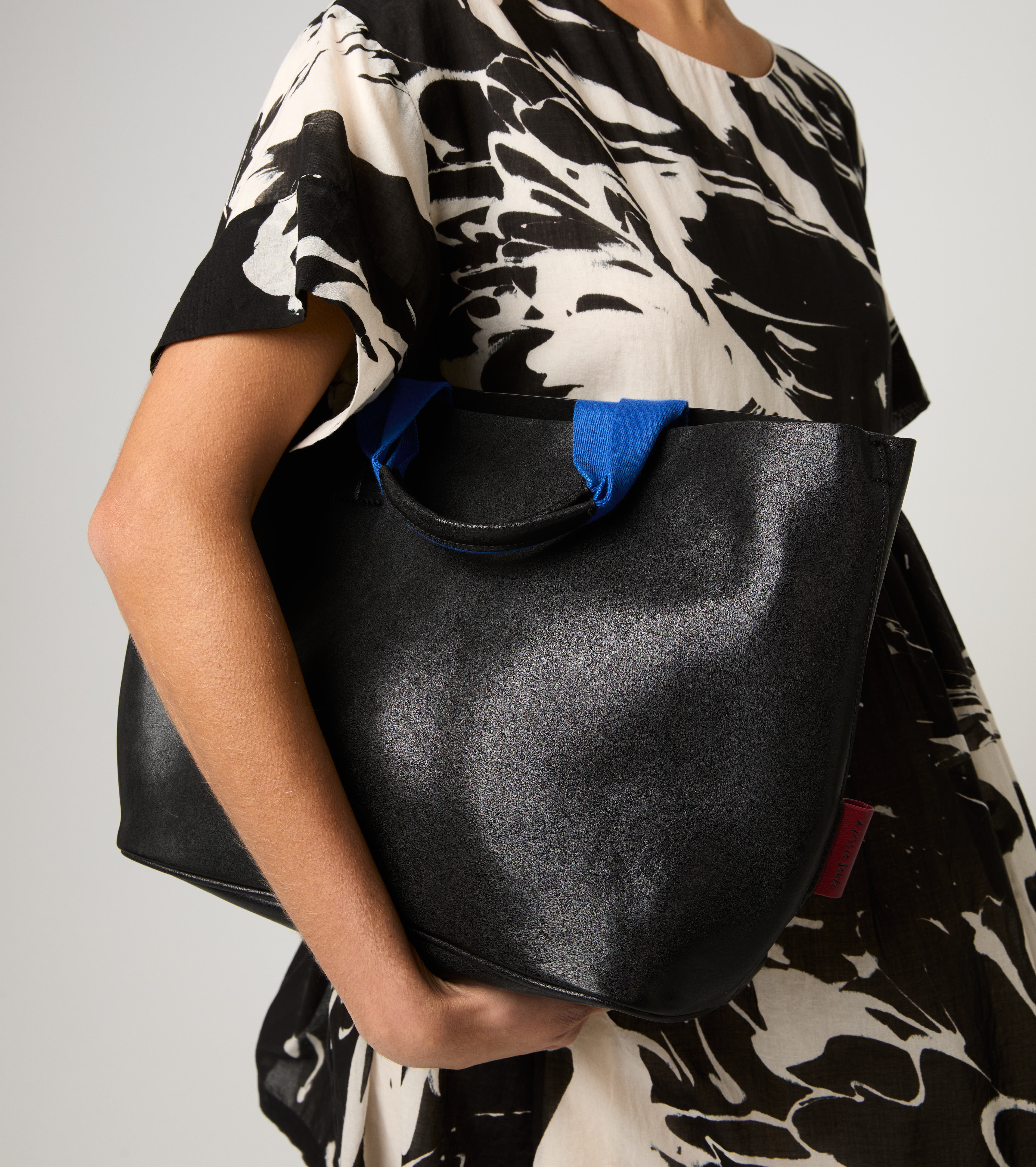 Borsa shopping con doppi manici nero