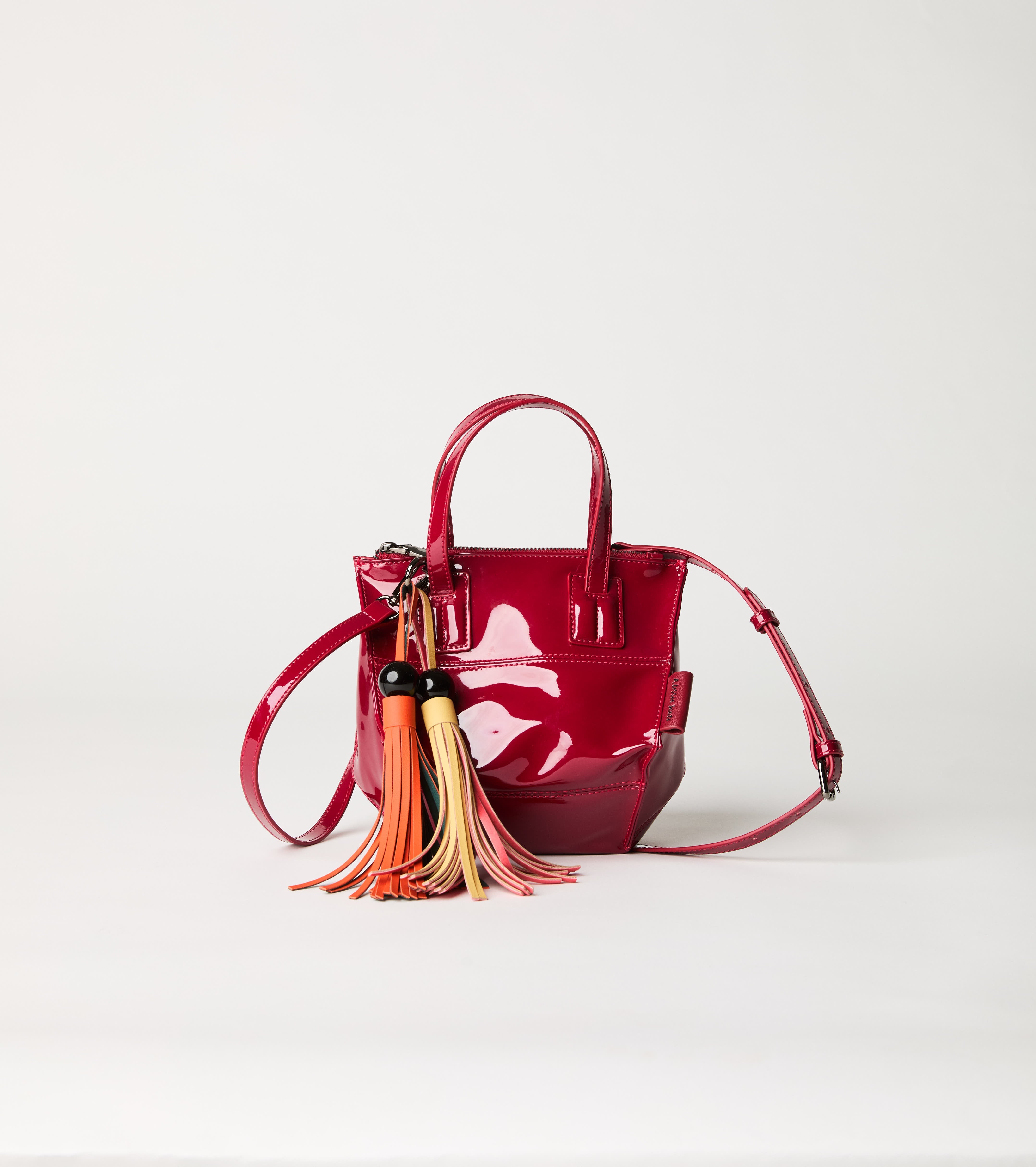 Mini borsa shopping lucida rubino