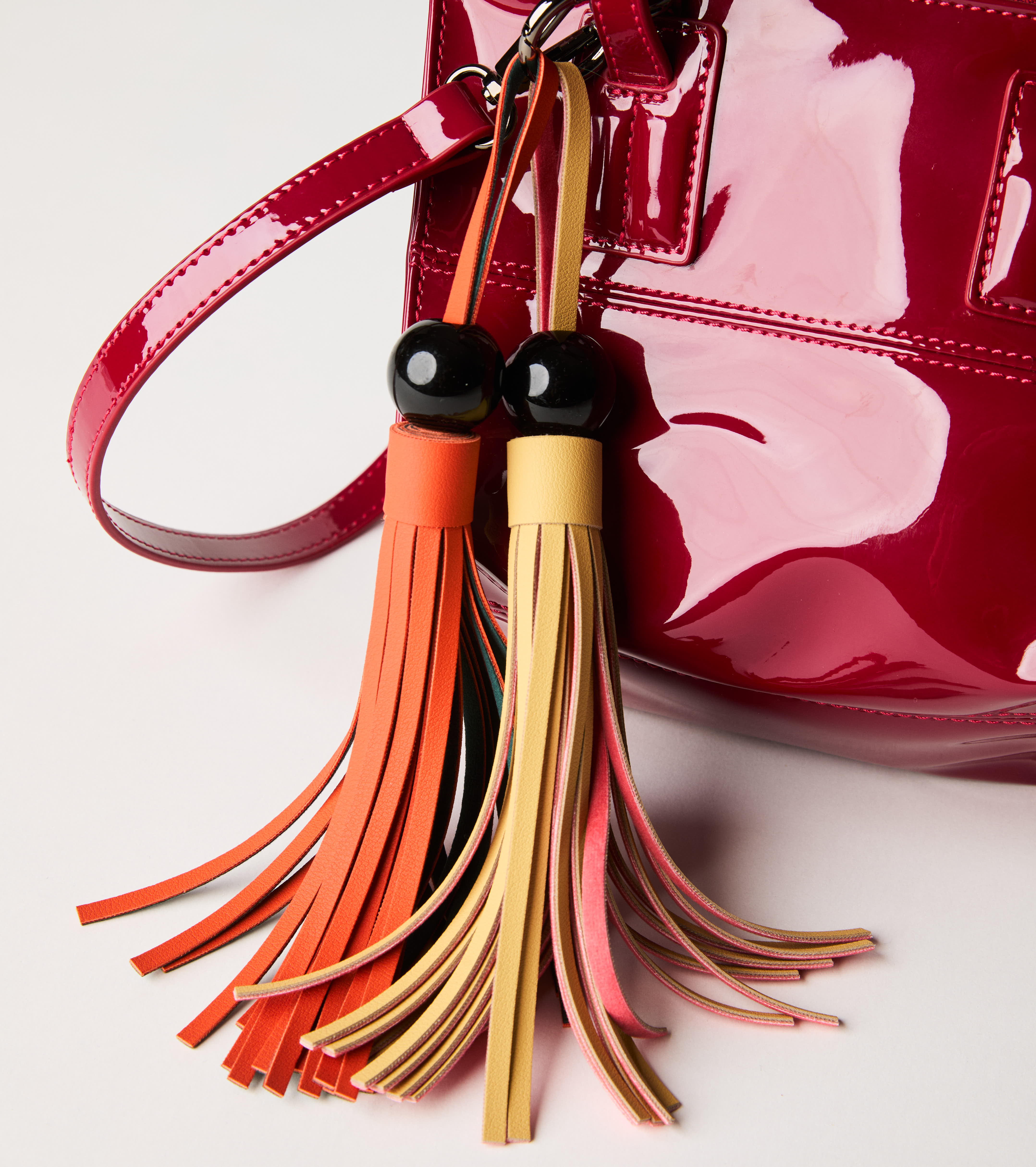 Mini borsa shopping lucida rubino