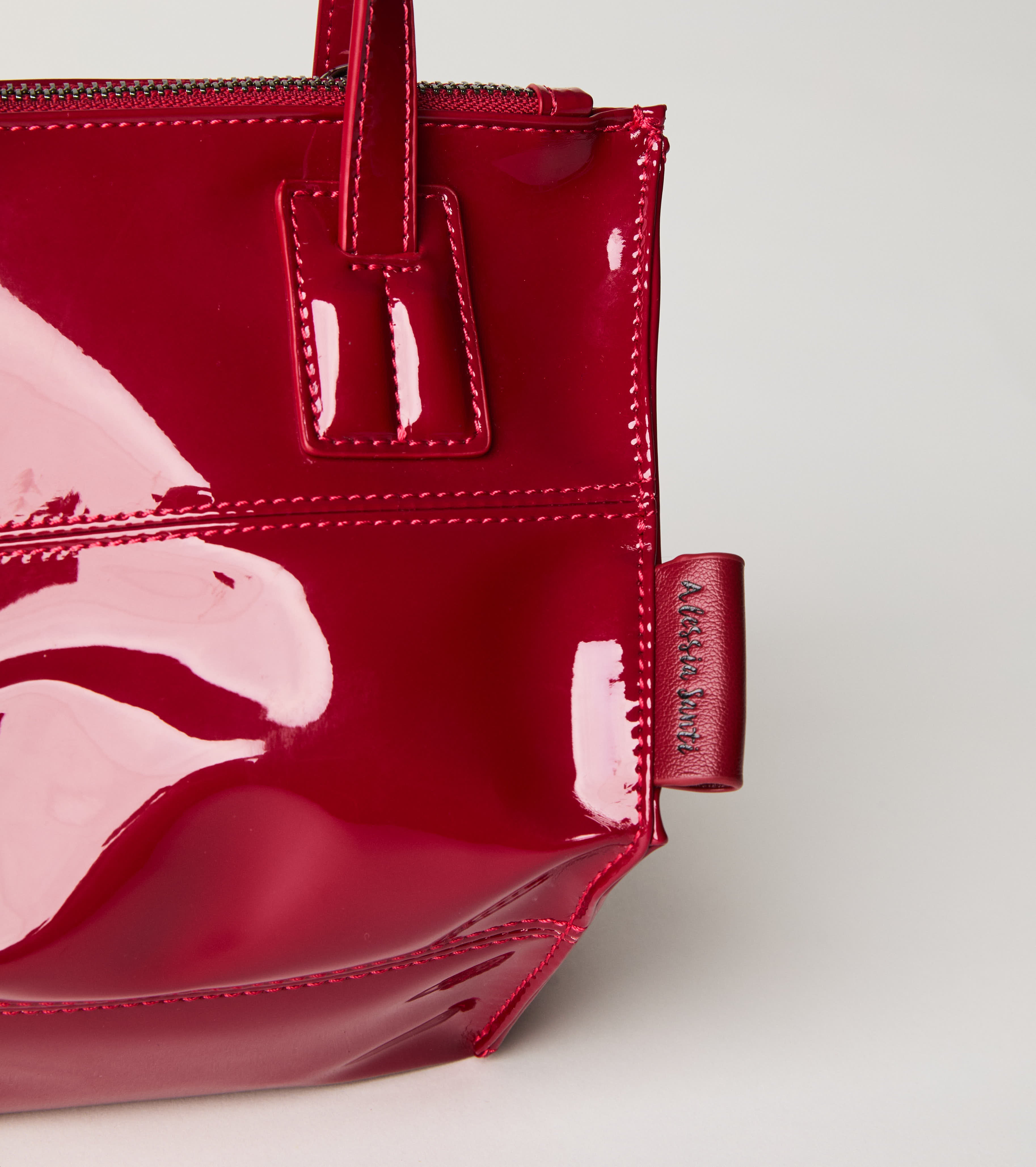 Mini borsa shopping lucida rubino