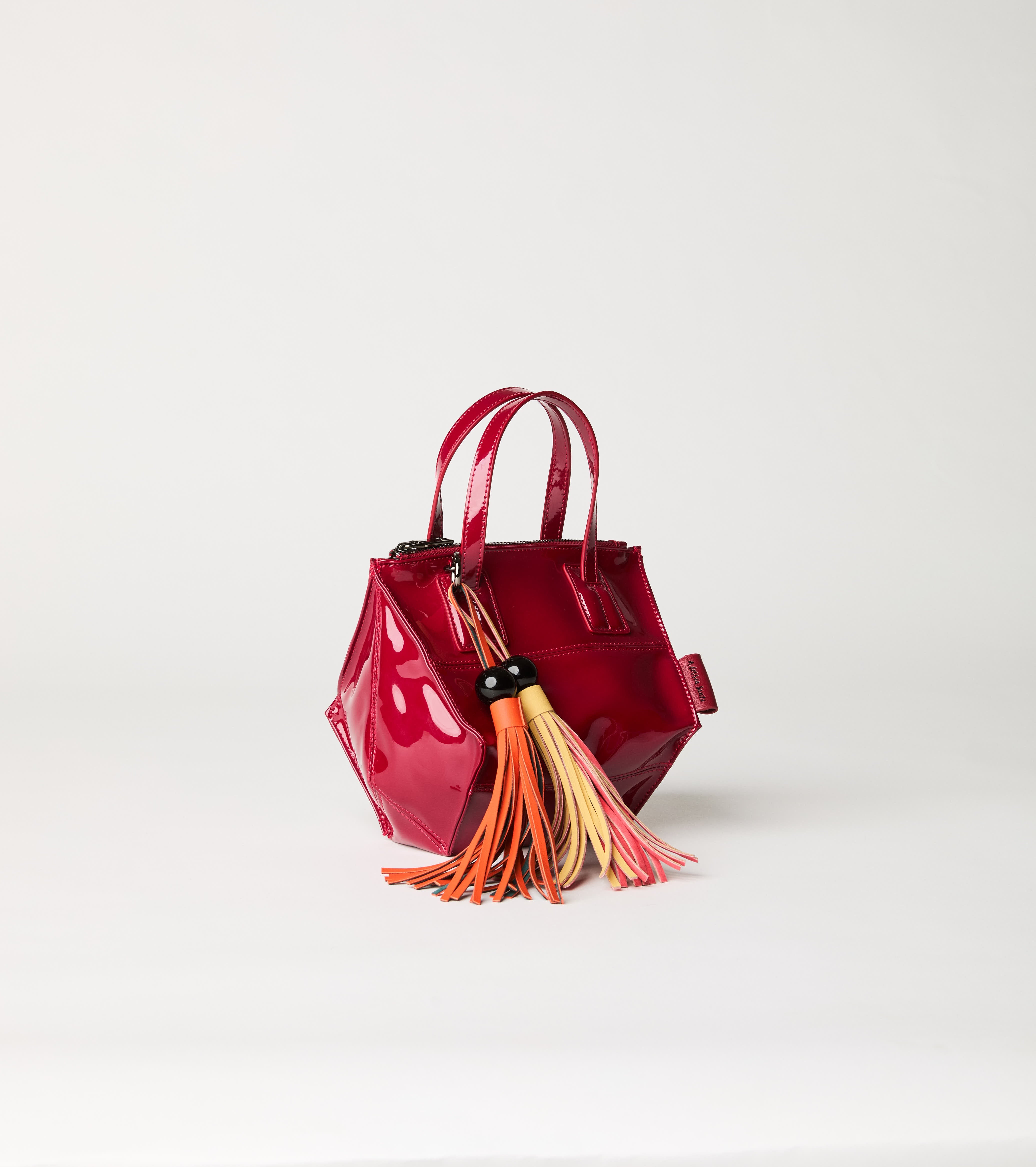 Mini borsa shopping lucida rubino