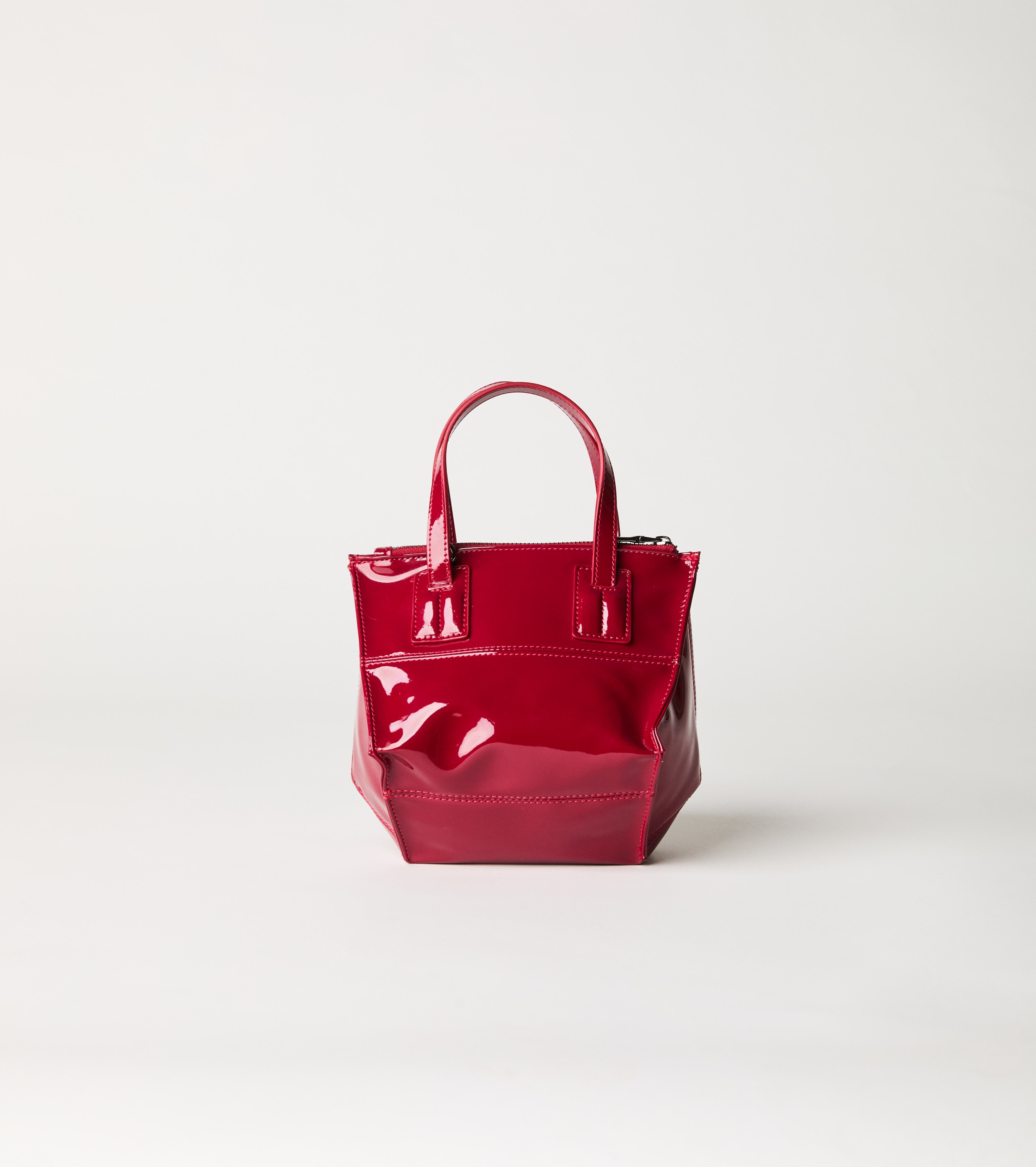 Mini borsa shopping lucida rubino