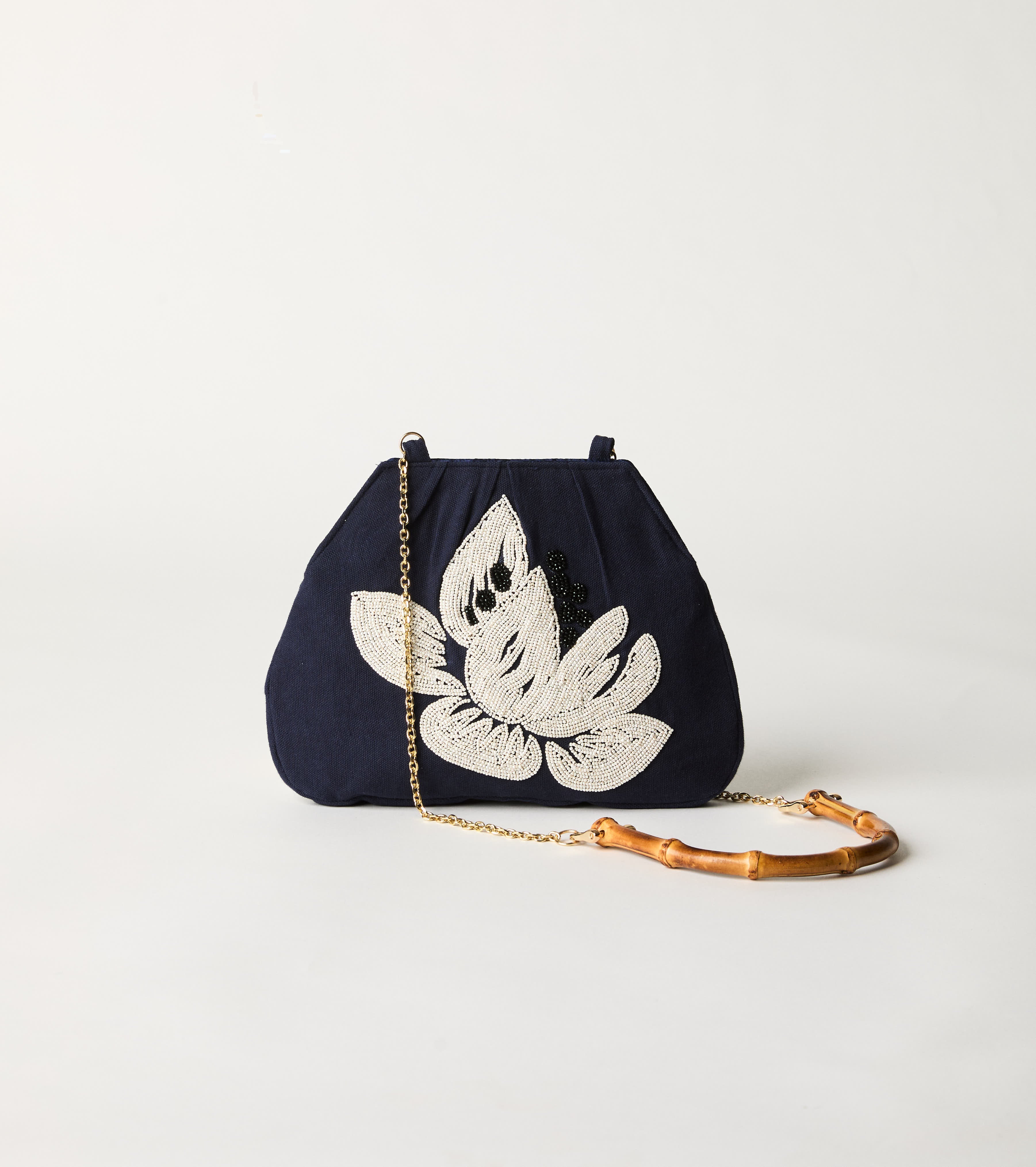 Borsa a spalla con catena blu