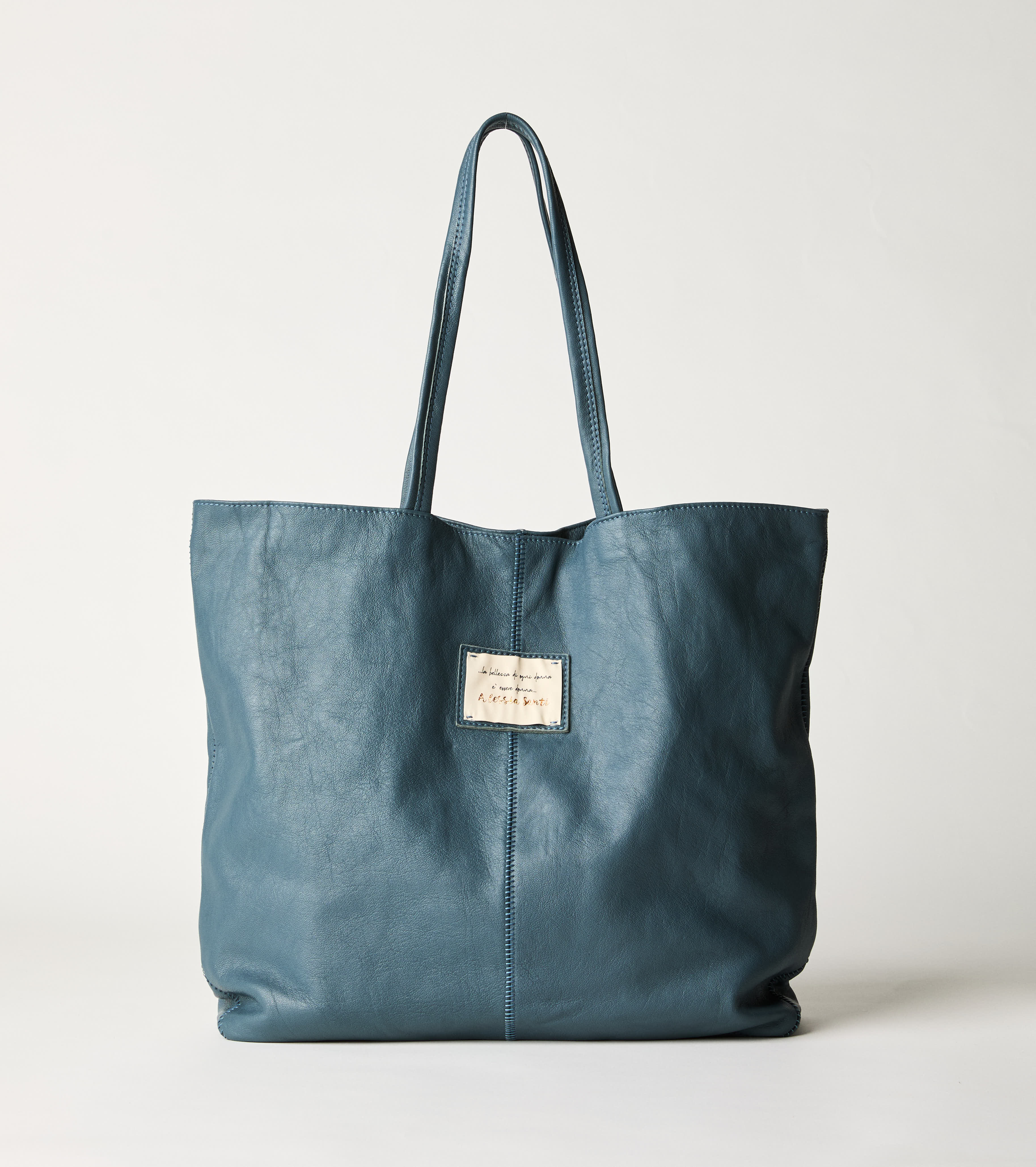 Borsa shopping con patch logata selce