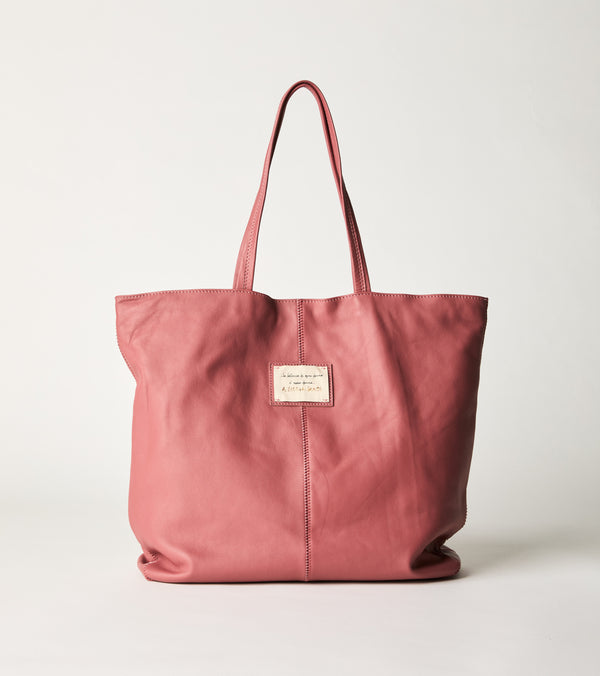 Borsa shopping con patch logata rosa