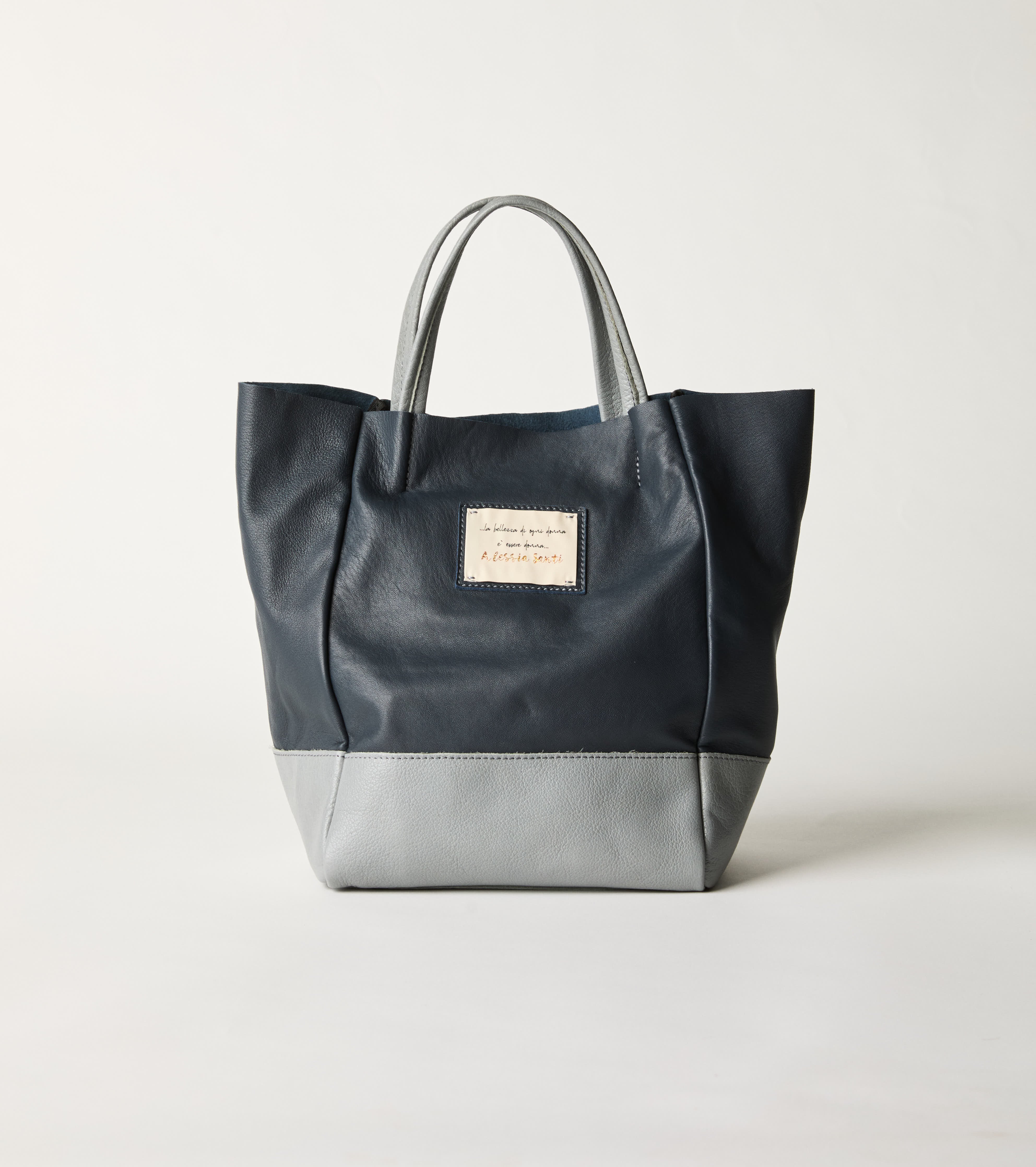 Borsa shopping con patch Alessia Santi blu