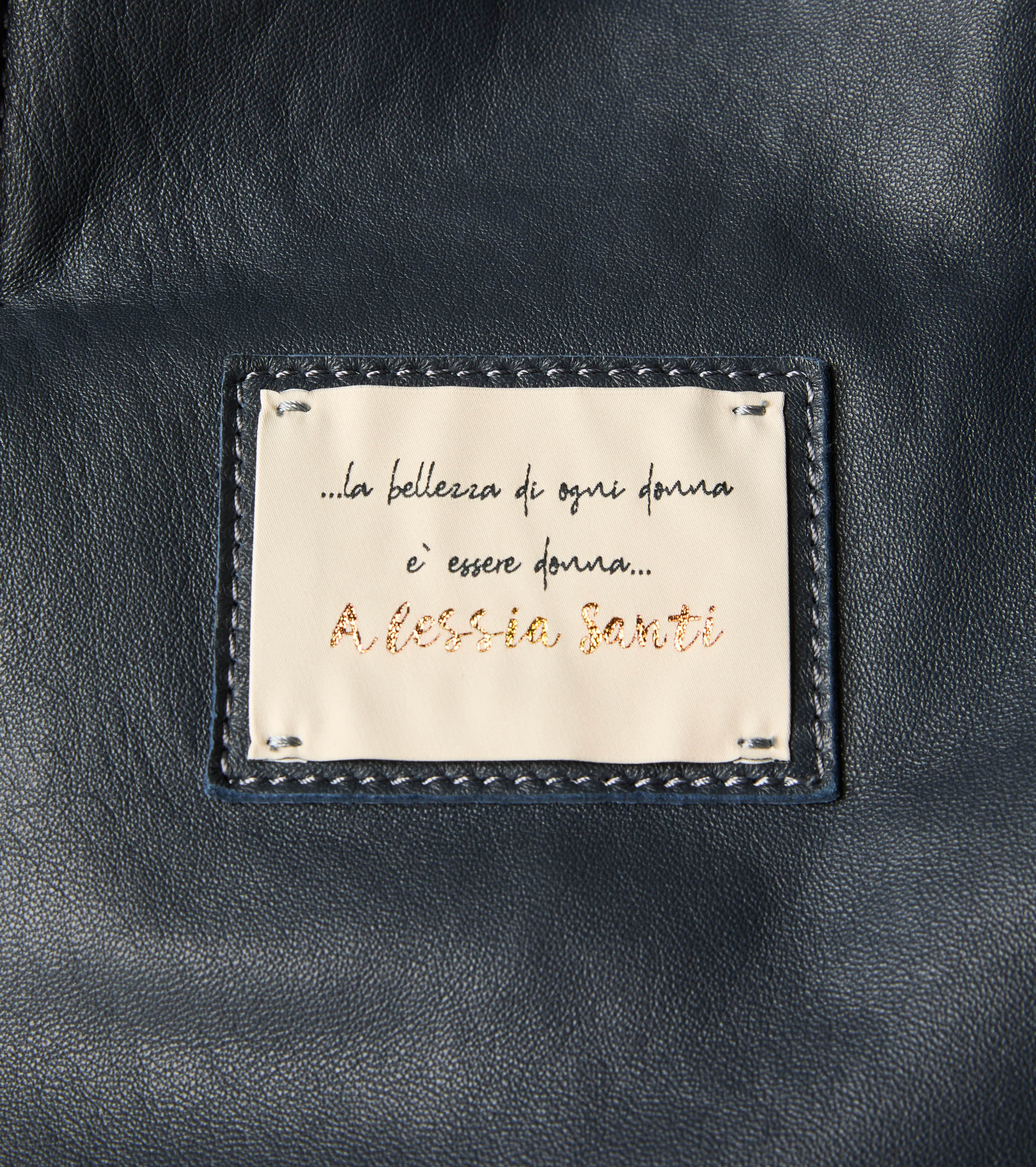 Borsa shopping con patch Alessia Santi blu
