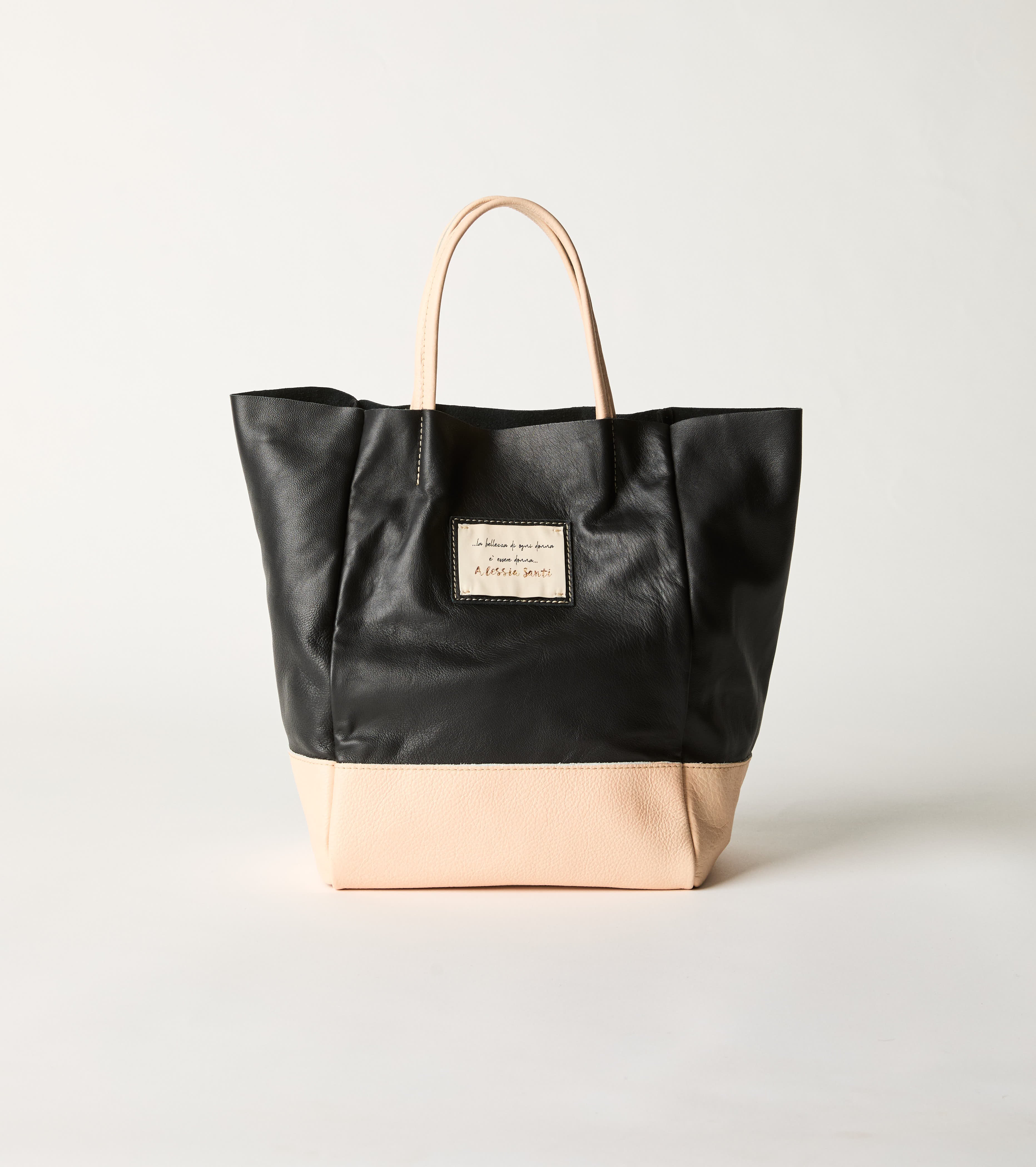 Borsa shopping con patch Alessia Santi nero