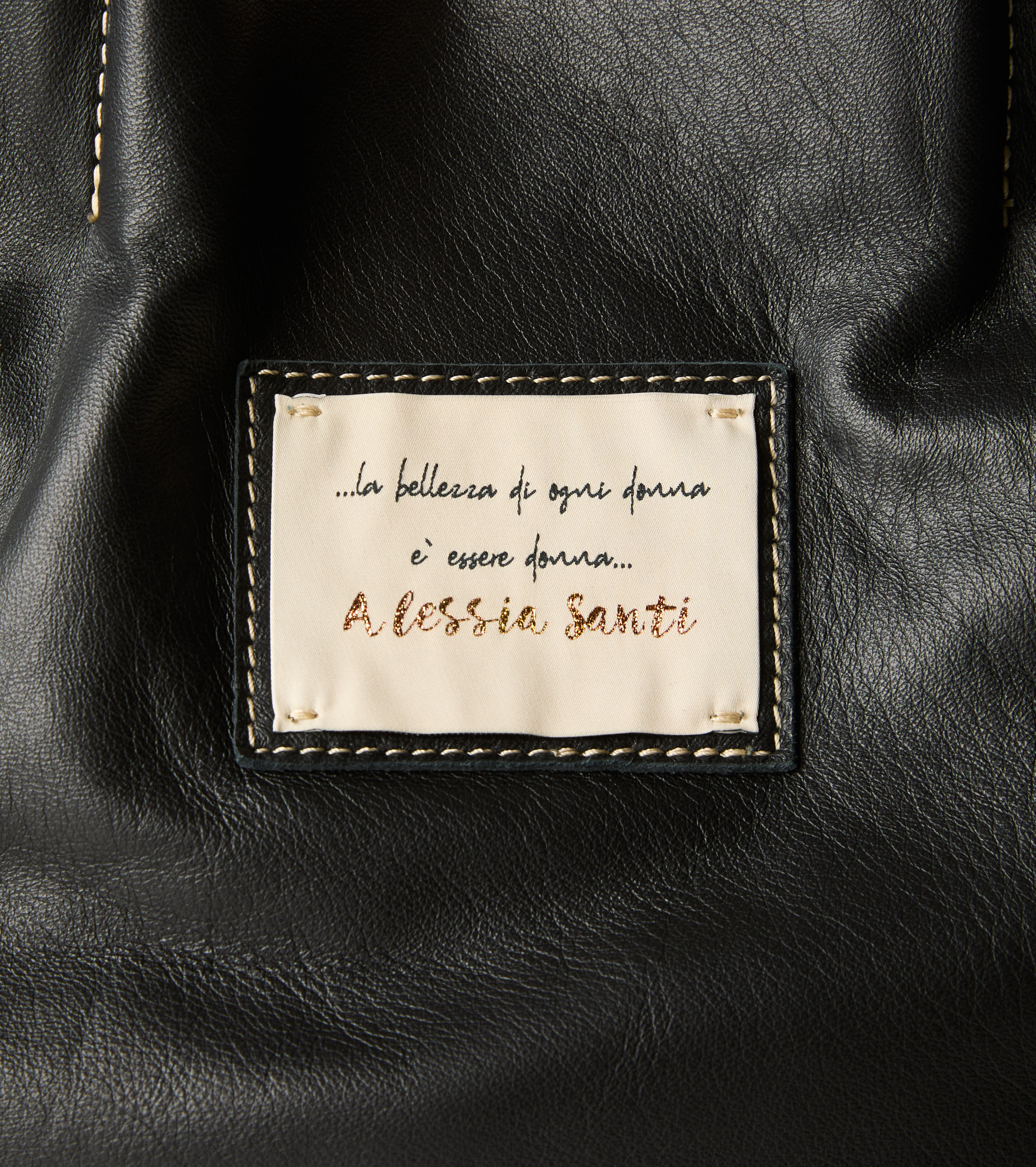 Borsa shopping con patch Alessia Santi nero