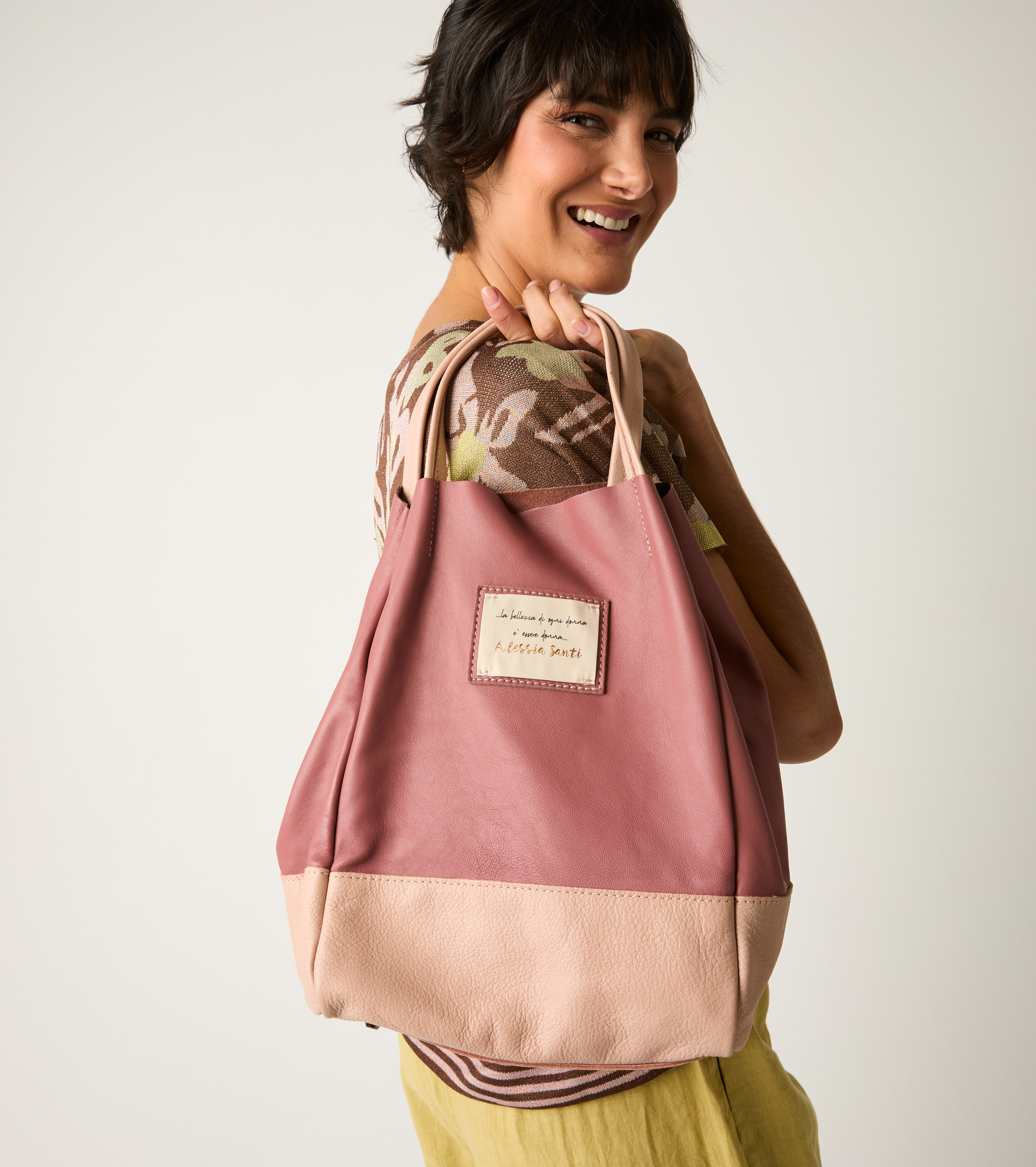 Чанта за пазаруване с розова нашивка Alessia Santi