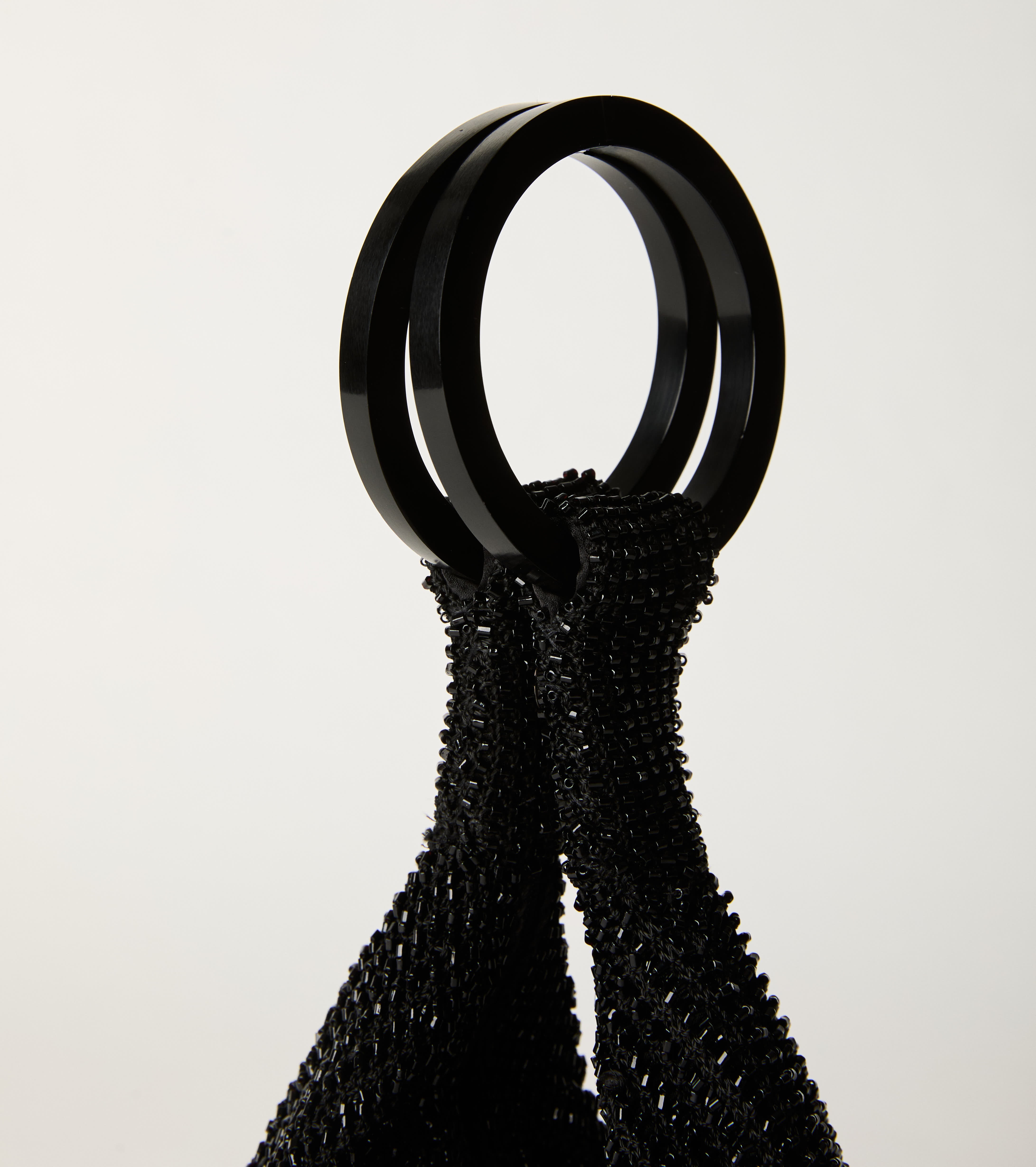 Borsa a secchiello con strass nero