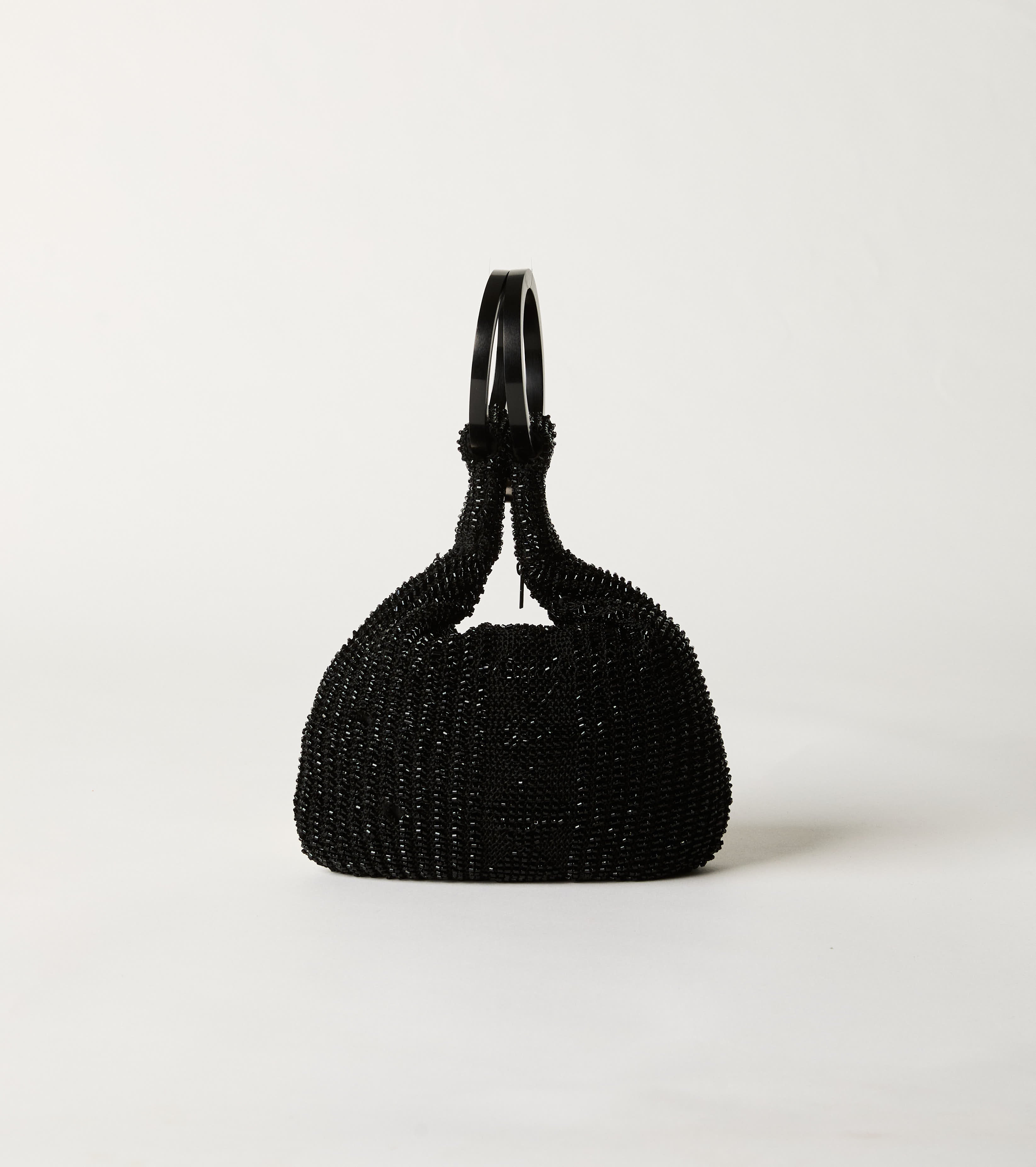 Borsa a secchiello con strass nero