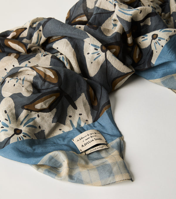 Sciarpa in misto seta floreale fiori
