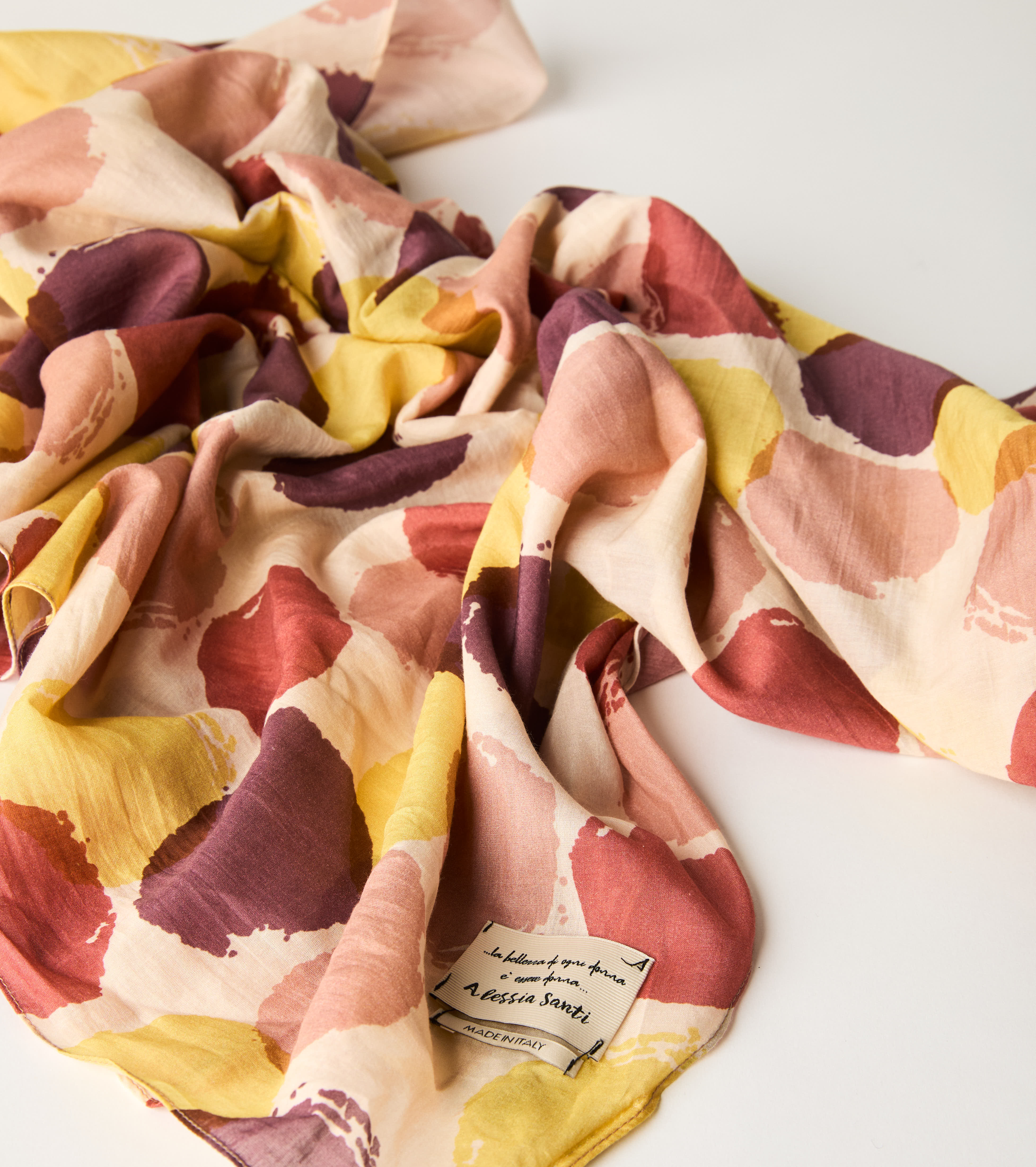 Sciarpa in misto seta stampata pois