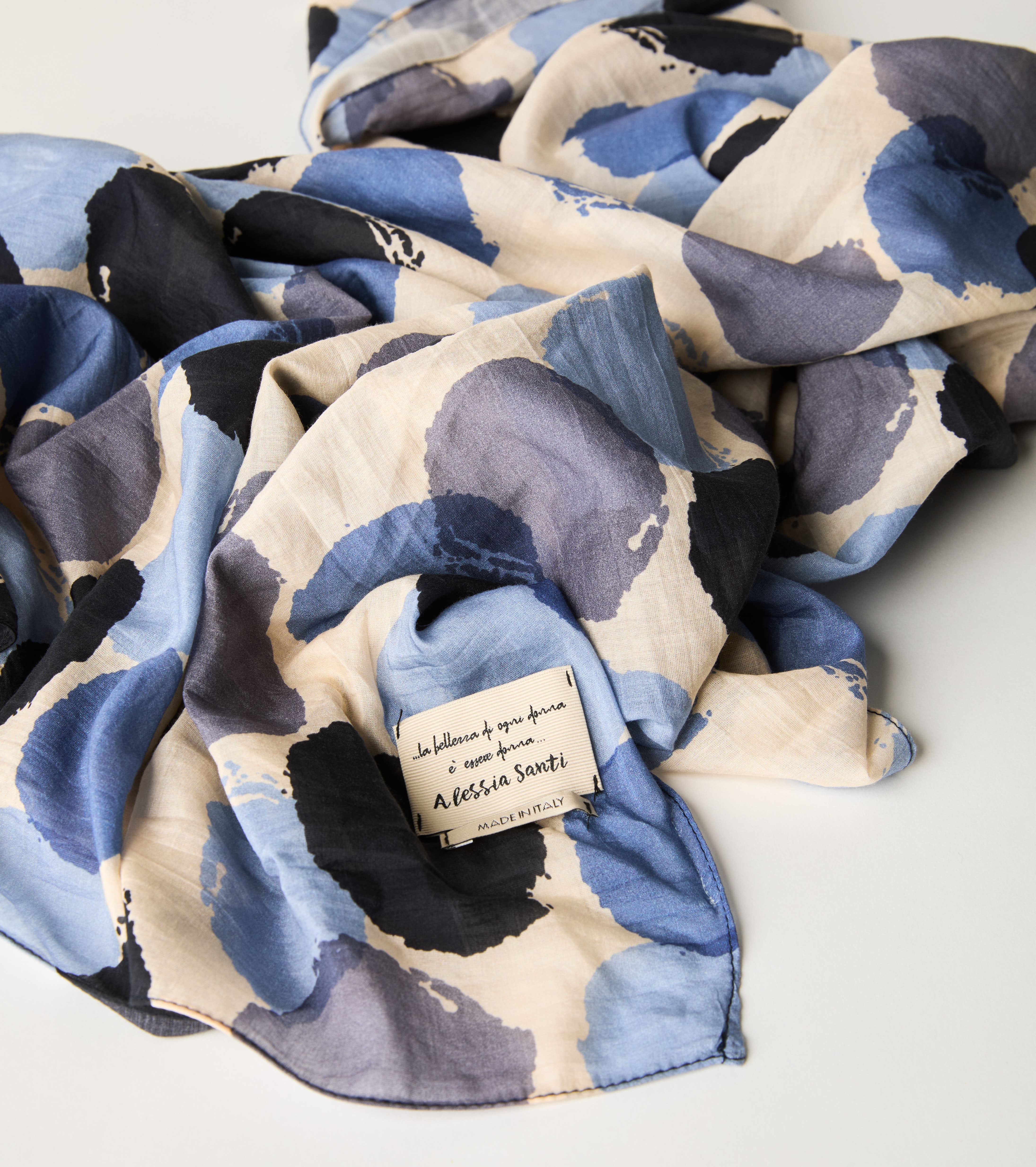 Sciarpa in misto seta stampata pois