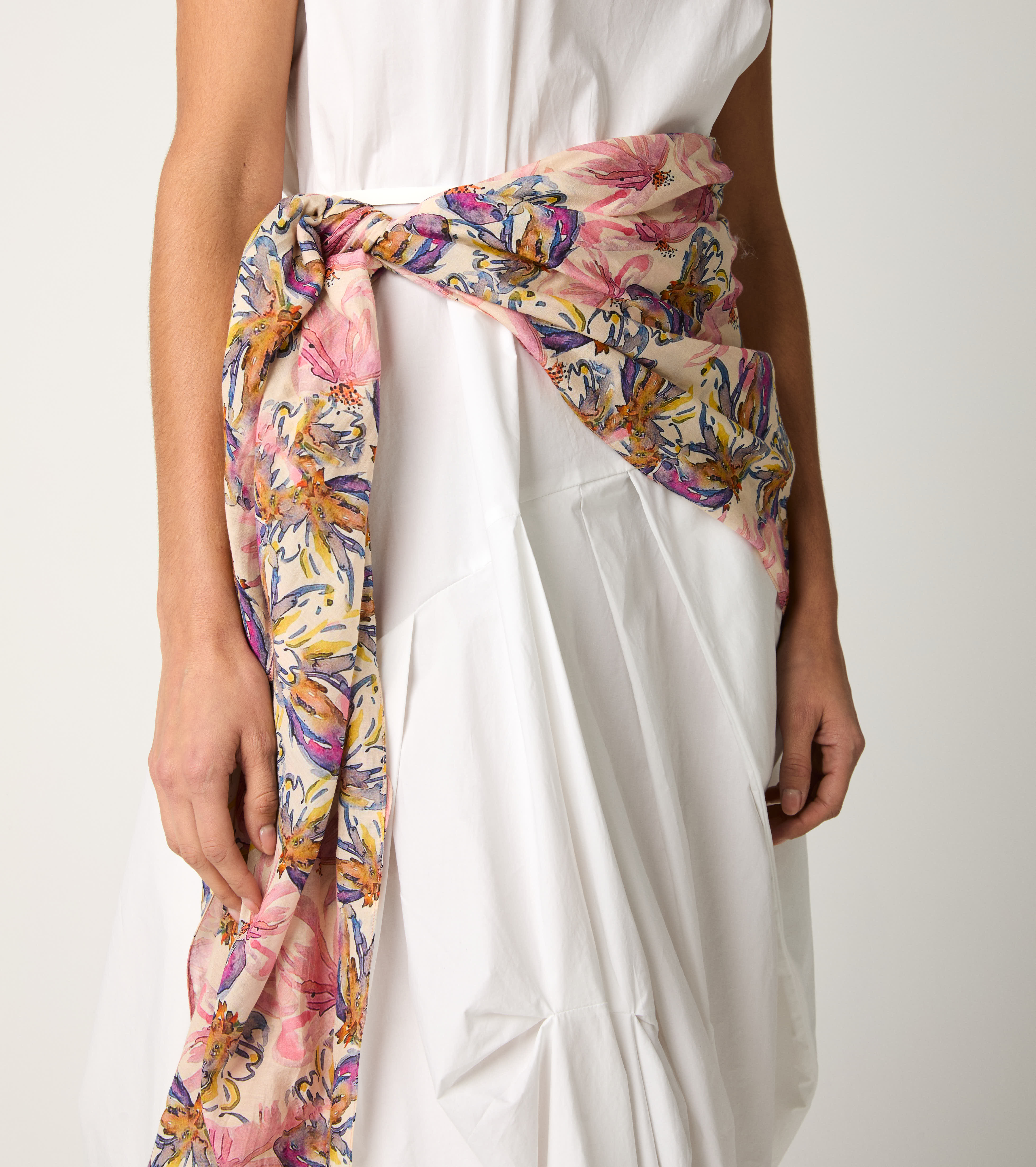Sciarpa floreale in cotone e seta fiori