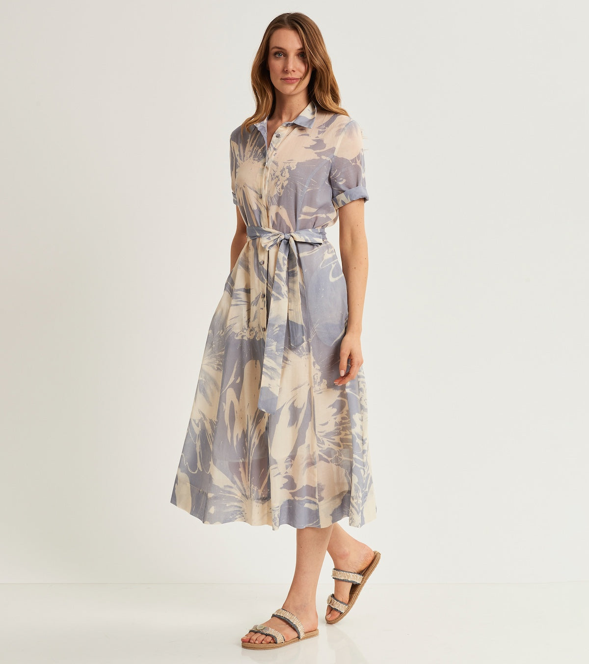 Abito chemisier da donna in georgette stampata