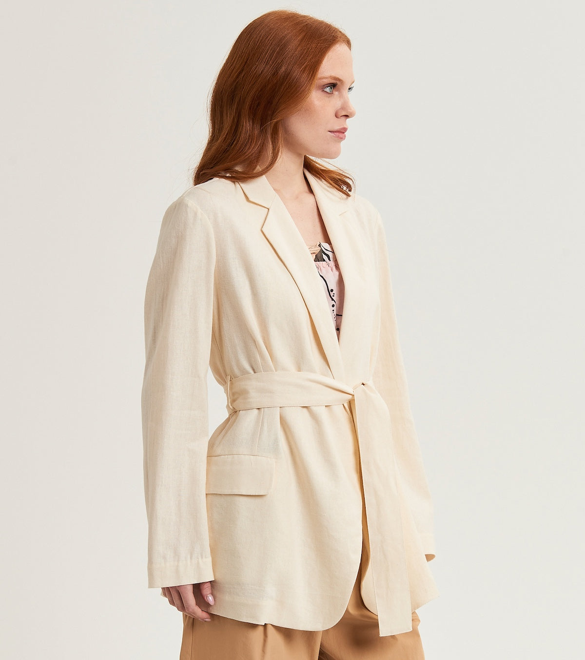 Blazer da donna in cotone e lino