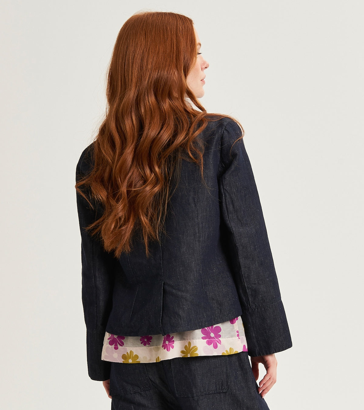 Giacca da donna in denim di cotone e lino