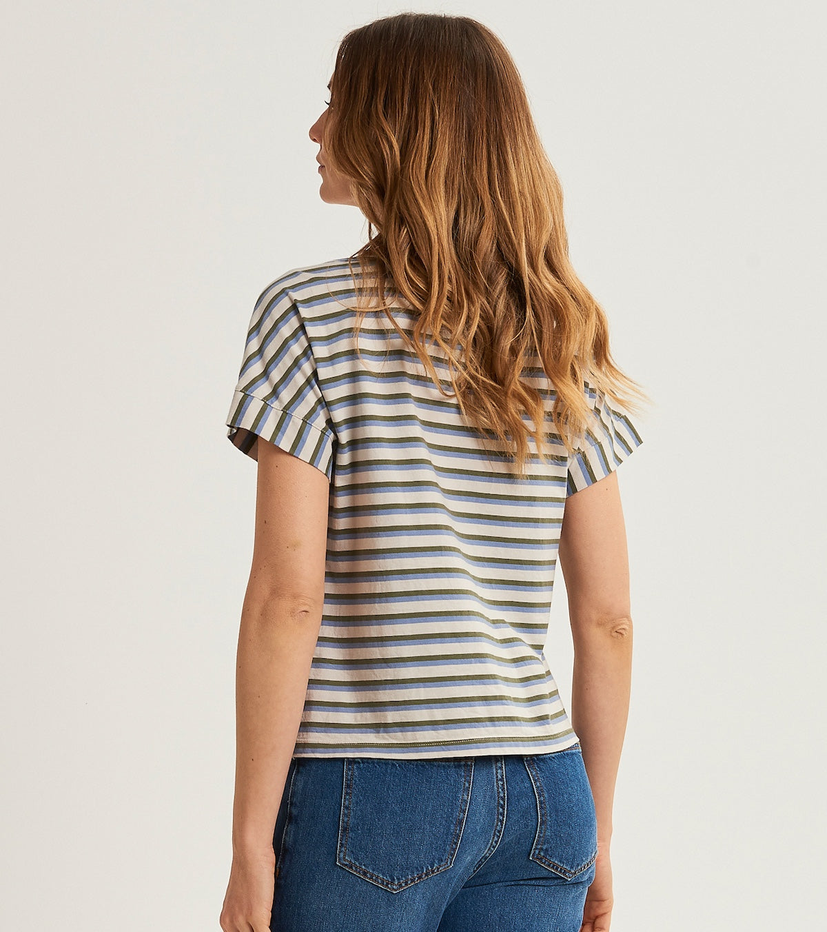 T-shirt da donna in jersey a righe