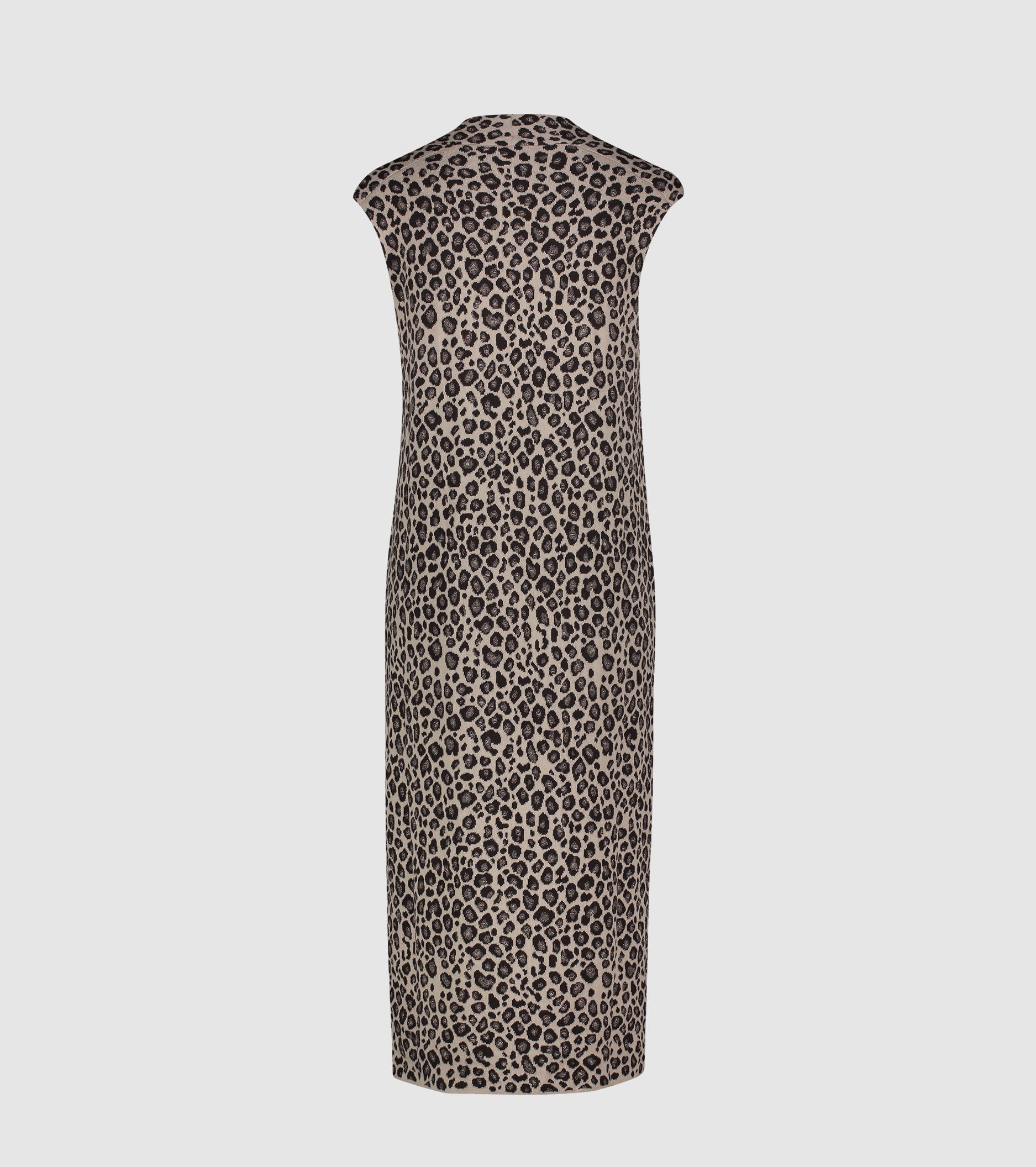 Abito midi animalier in maglia jacquard di cotone e lana