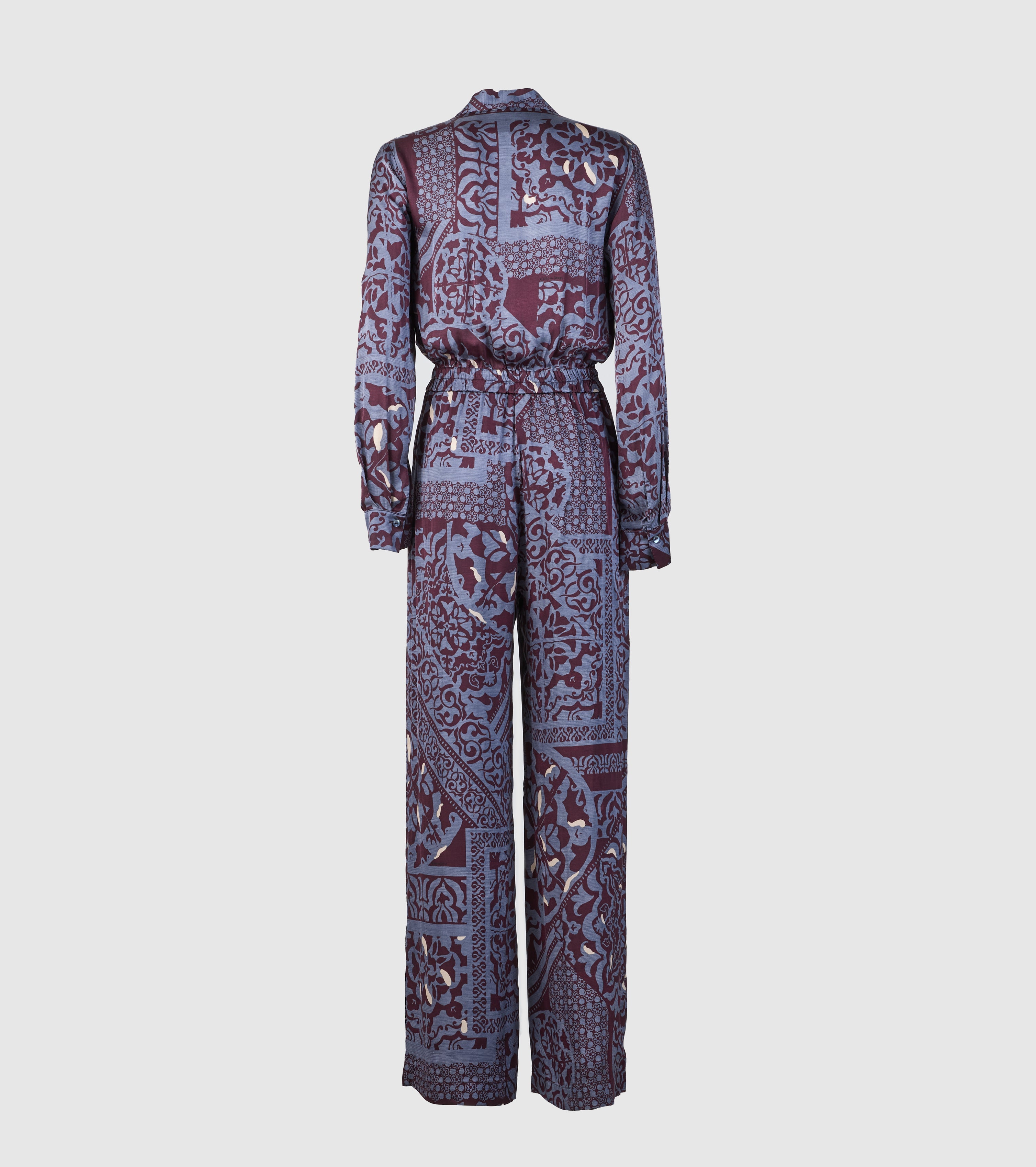 Printed Satin Suit med bælte