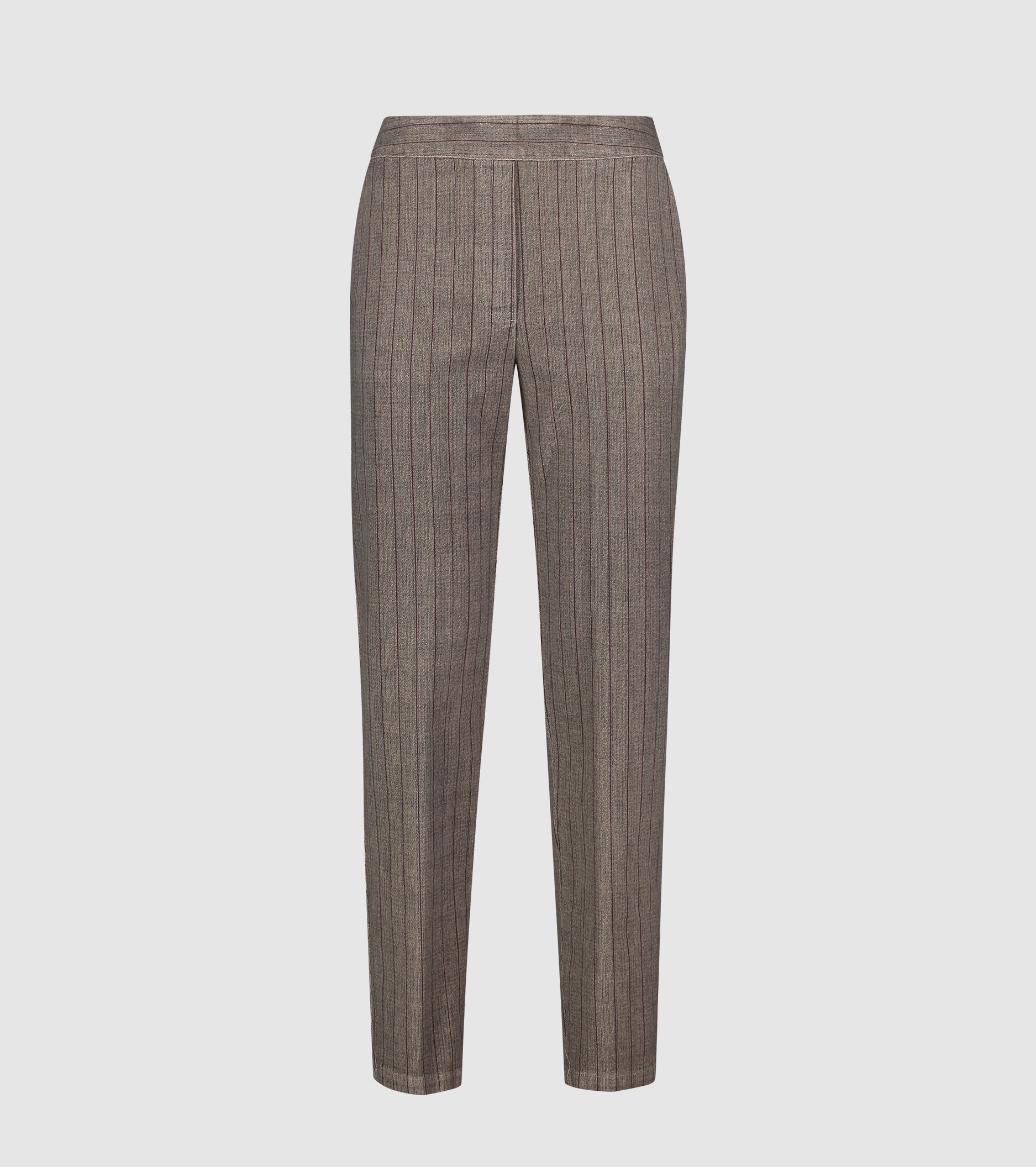 Pantaloni dritti gessati in misto lana