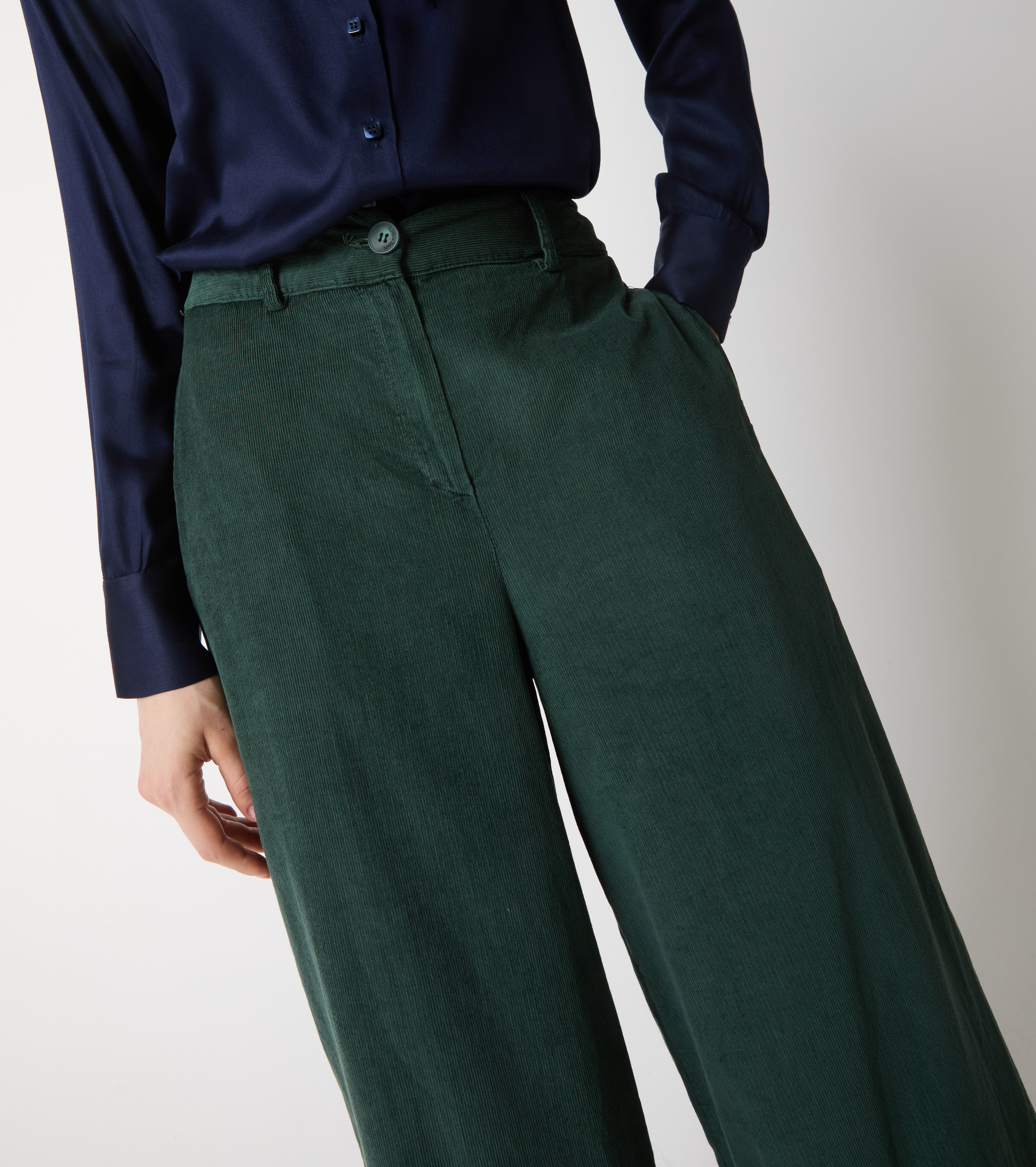 Cotton velvet palazzo trousers
