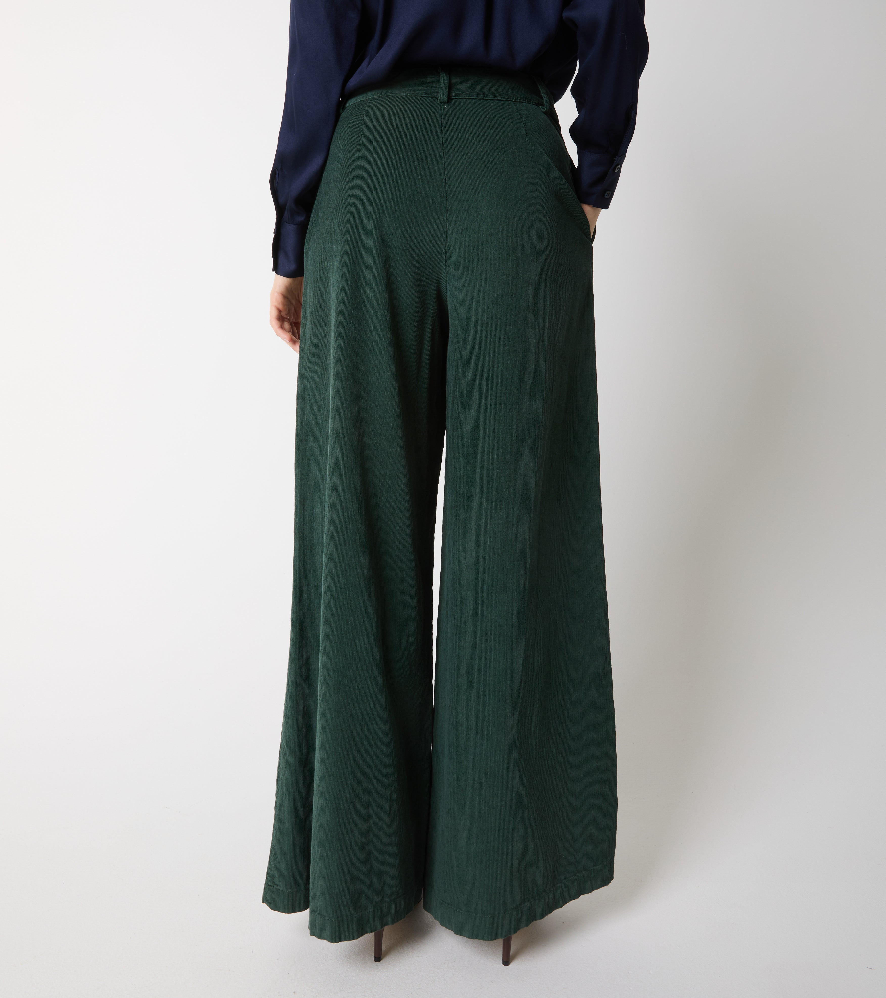 Pantaloni a palazzo in velluto di cotone