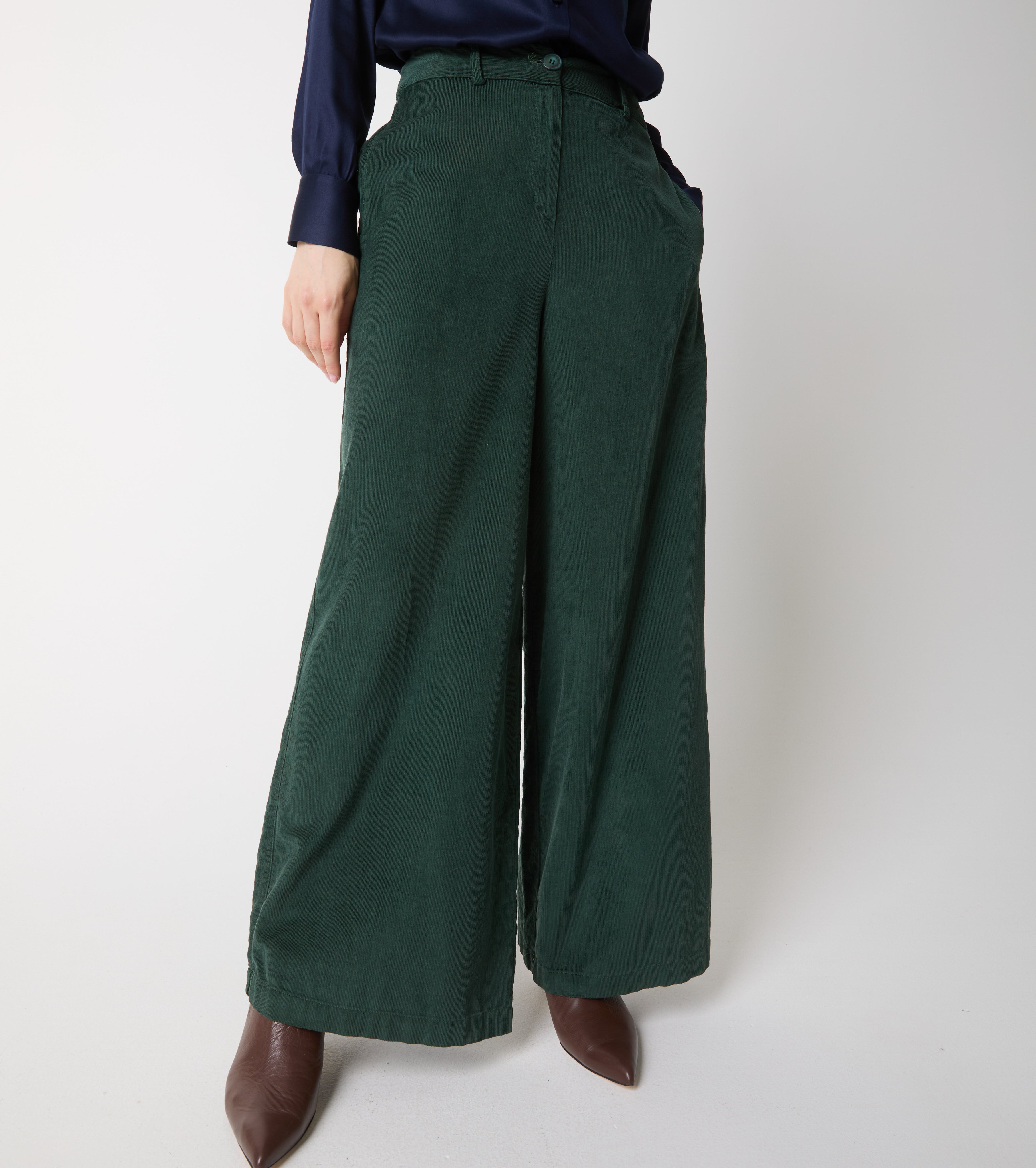 Pantaloni a palazzo in velluto di cotone