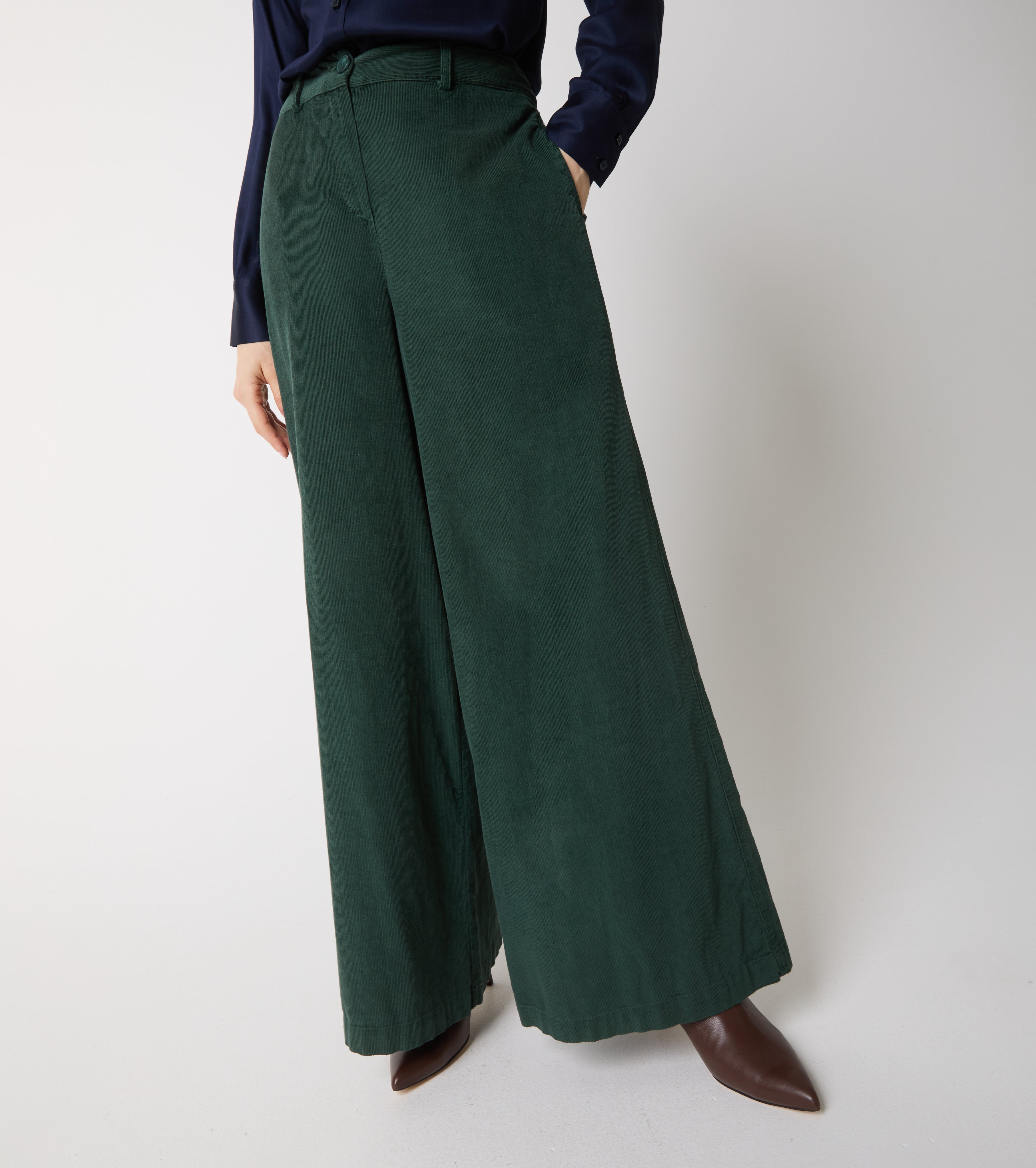 Pantaloni a palazzo in velluto di cotone