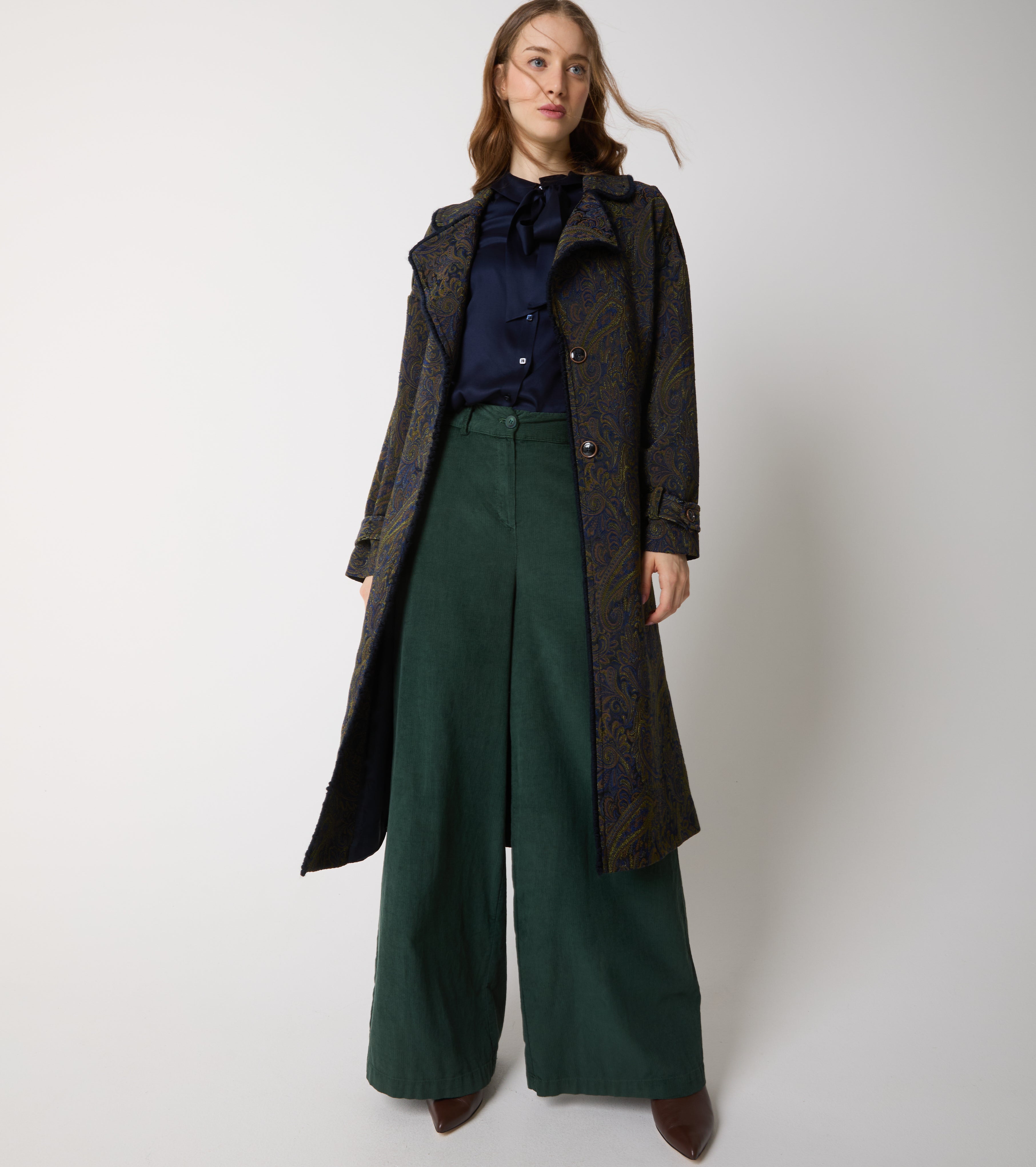 Pantaloni a palazzo in velluto di cotone